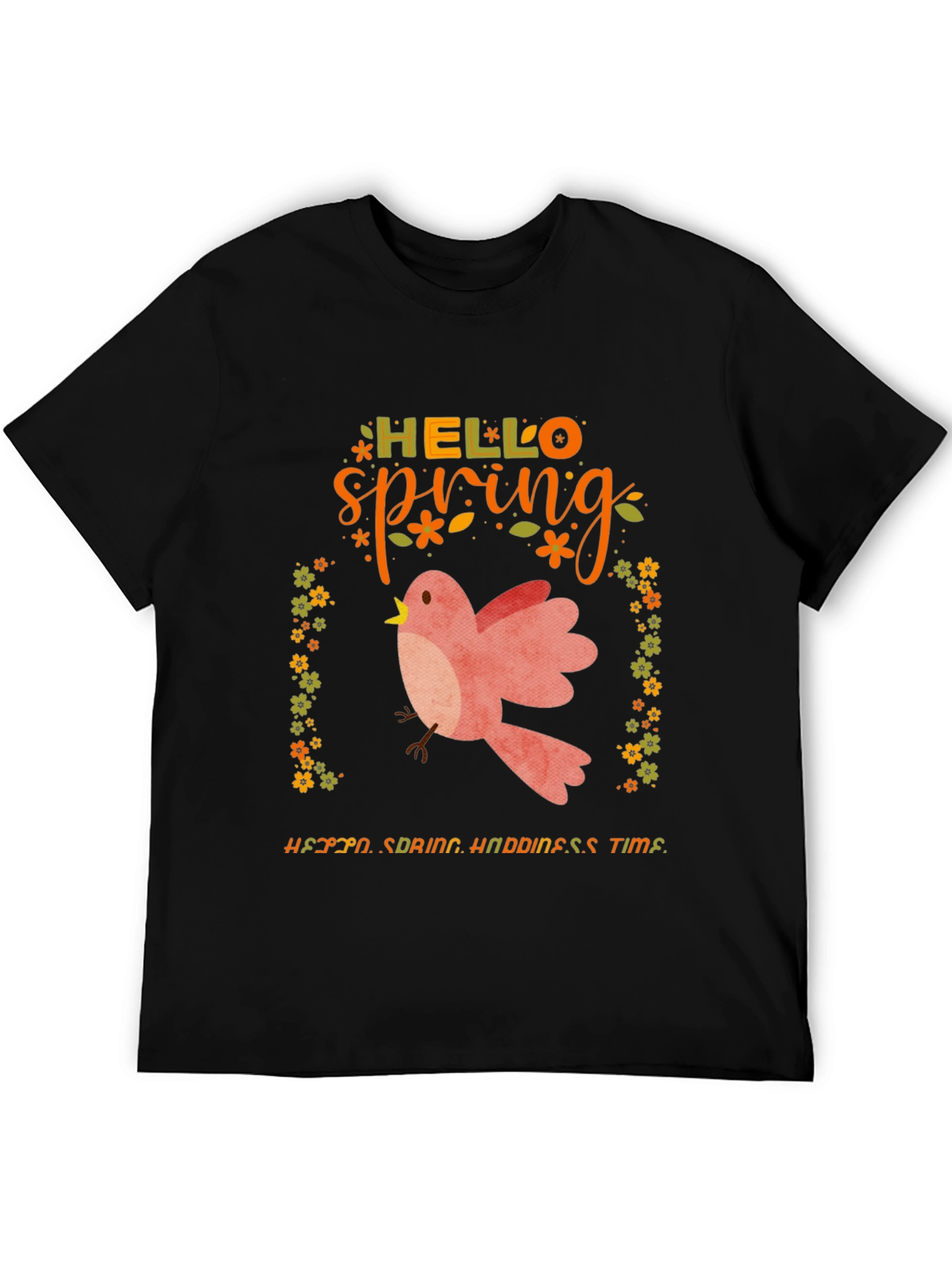 Hello Spring Graphic Tee - Bird & Floral Design