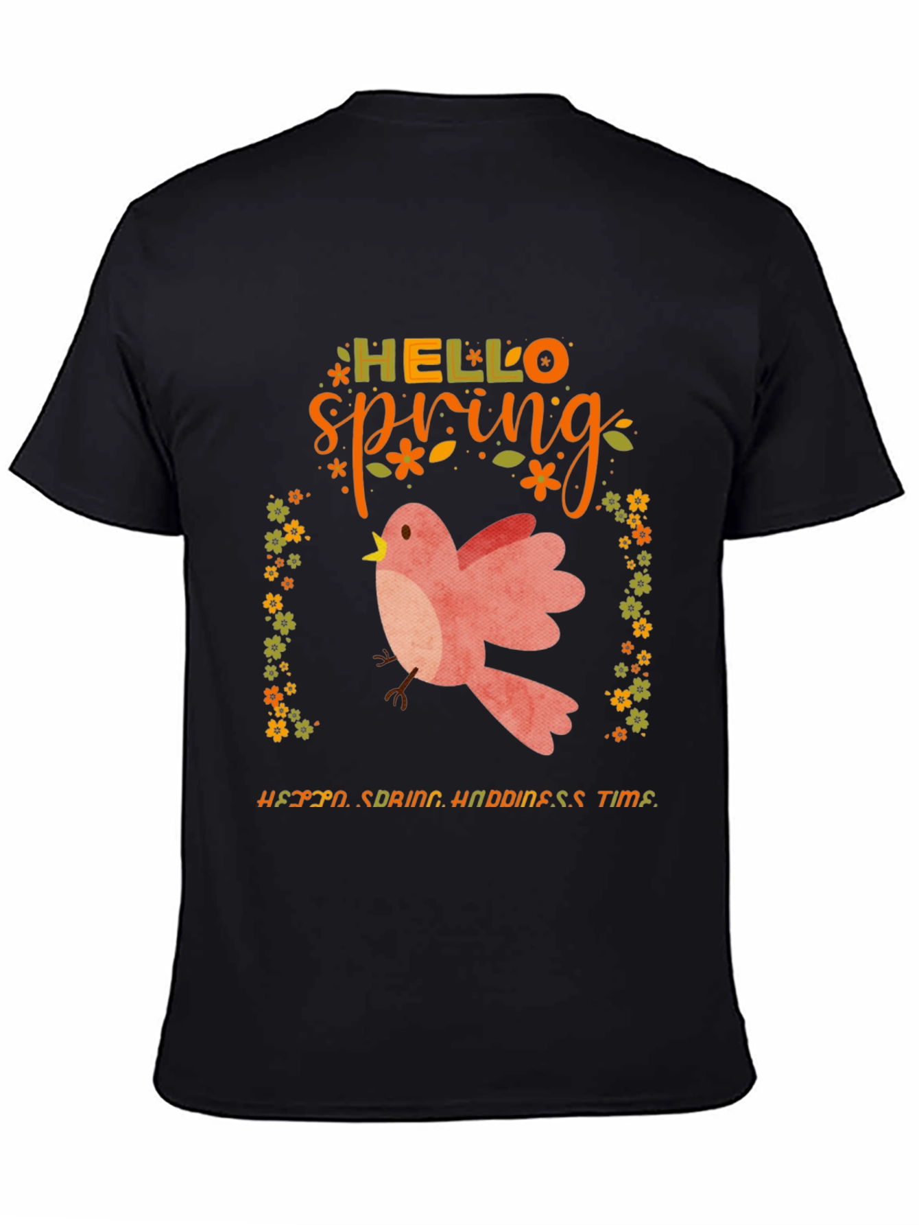 Hello Spring Graphic Tee - Bird & Floral Design