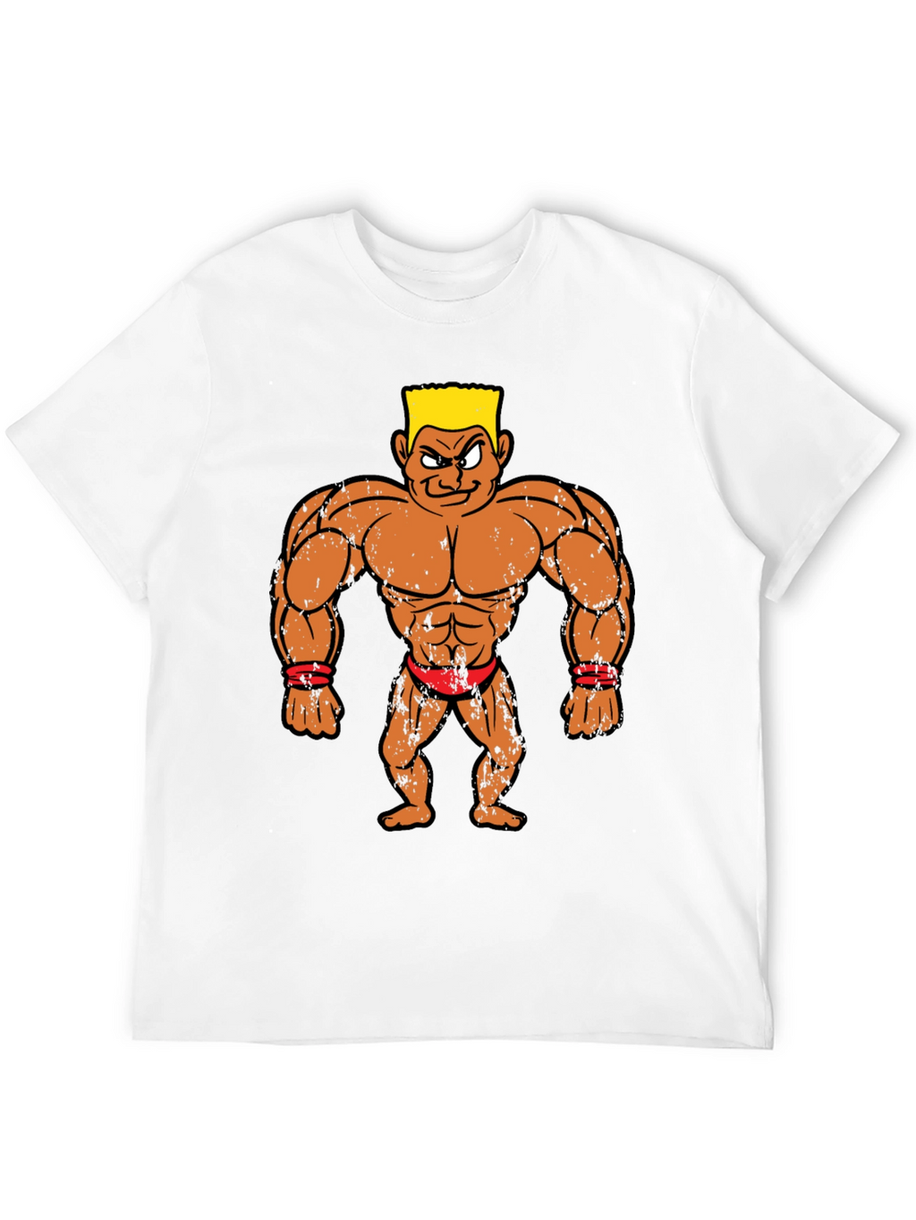 Cartoon Bodybuilder Graphic Tee - Black