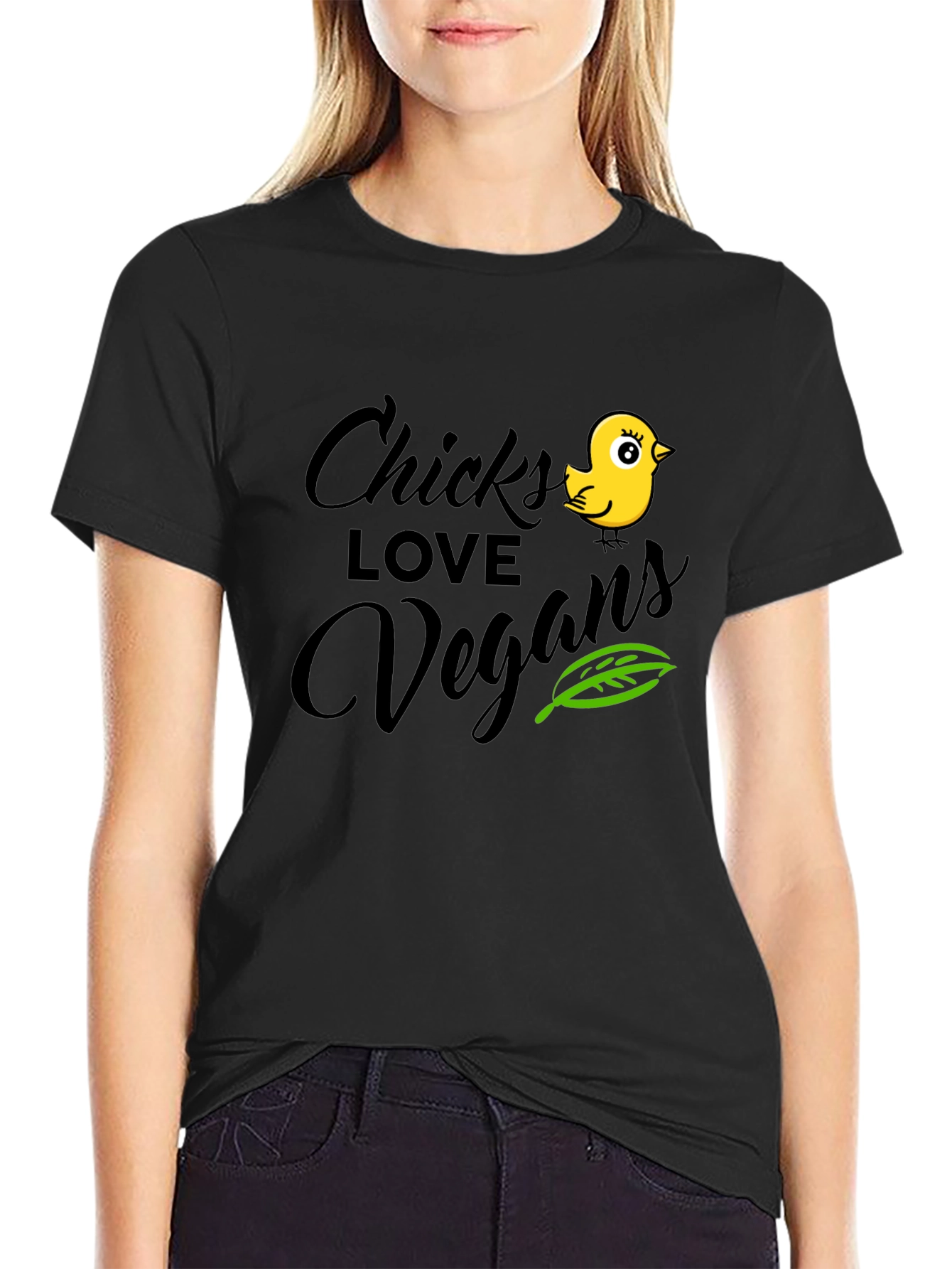 Chicks Love Vegans Black T-Shirt