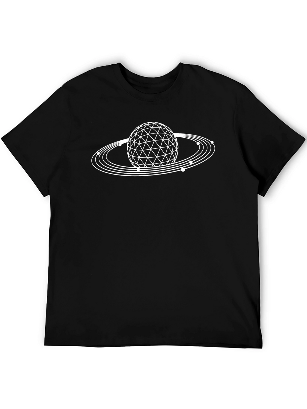 Geometric Saturn Graphic Black T-Shirt