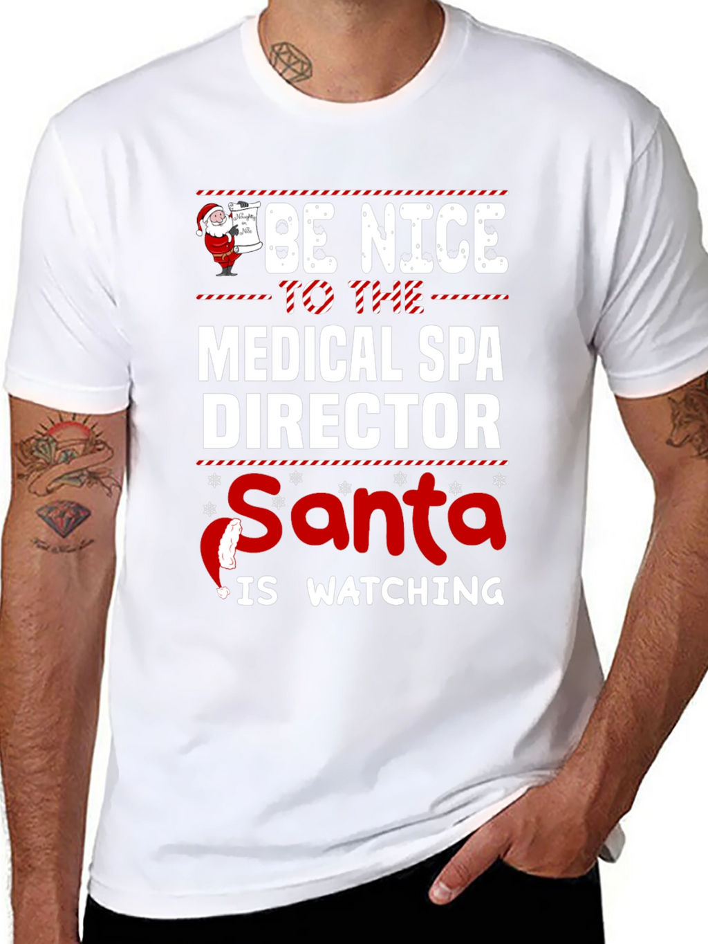 Medical Spa Director Santa Watching Christmas T-Shirt
