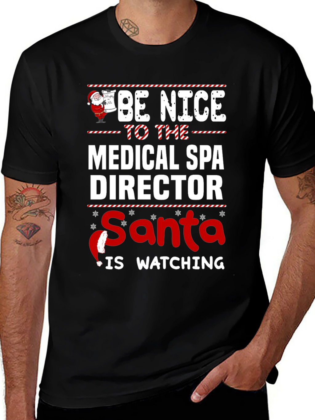 Medical Spa Director Santa Watching Christmas T-Shirt