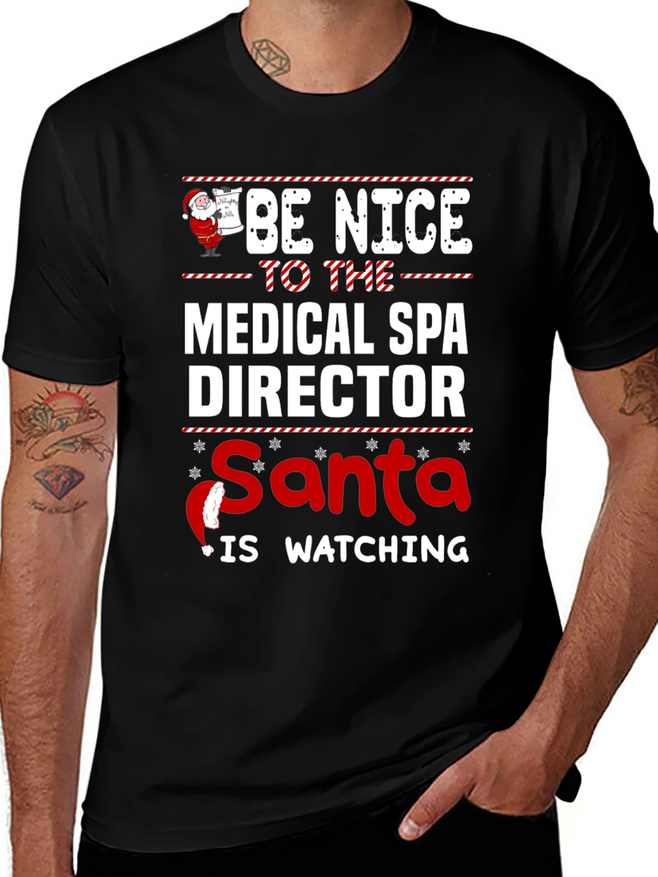 Medical Spa Director Santa Watching Christmas T-Shirt