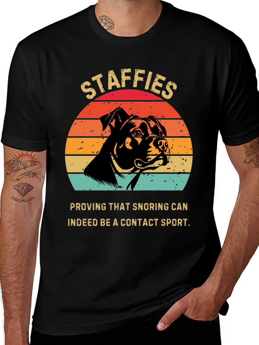 Staffies Snoring Contact Sport T-Shirt