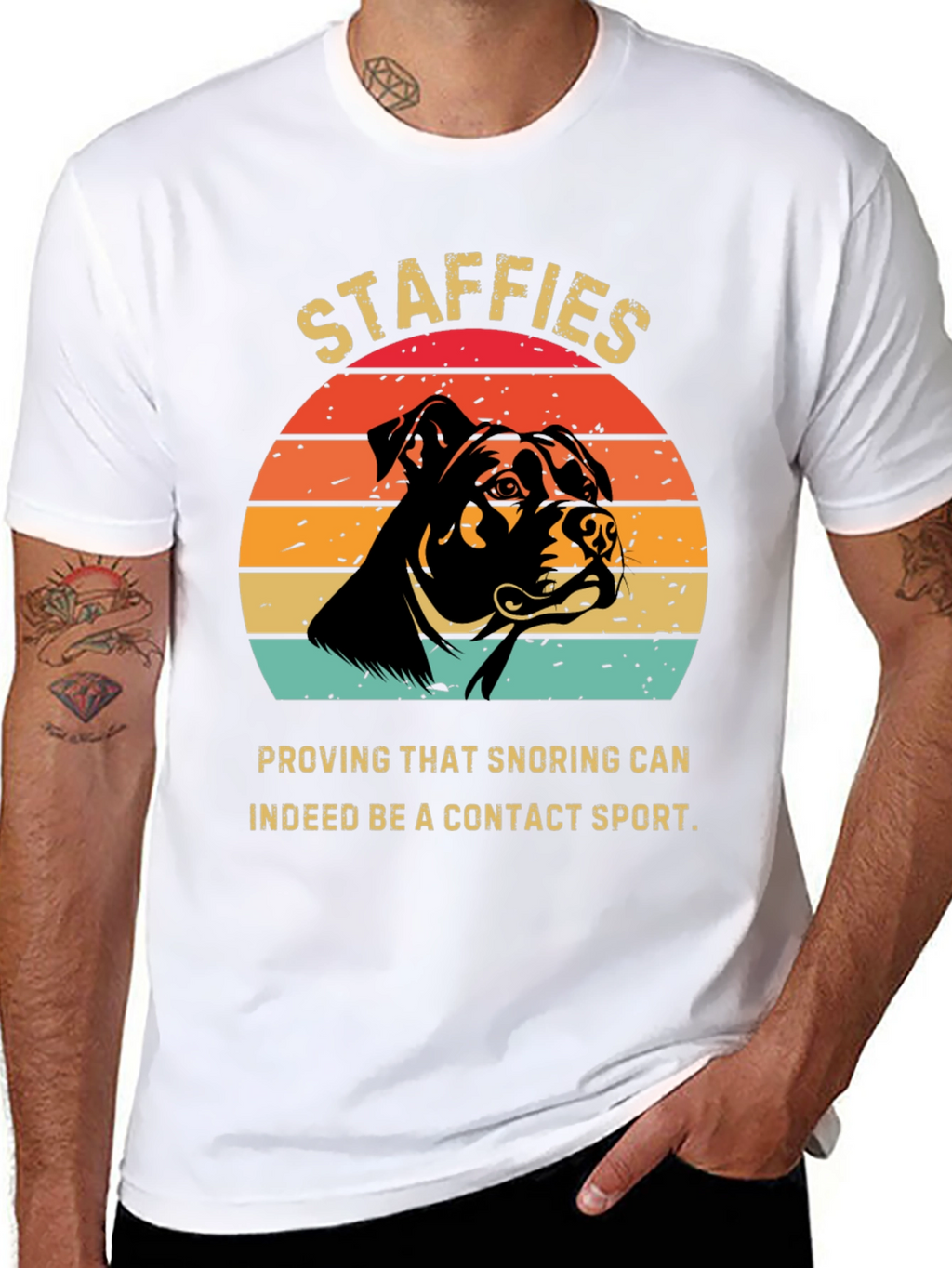 Staffies Snoring Contact Sport T-Shirt