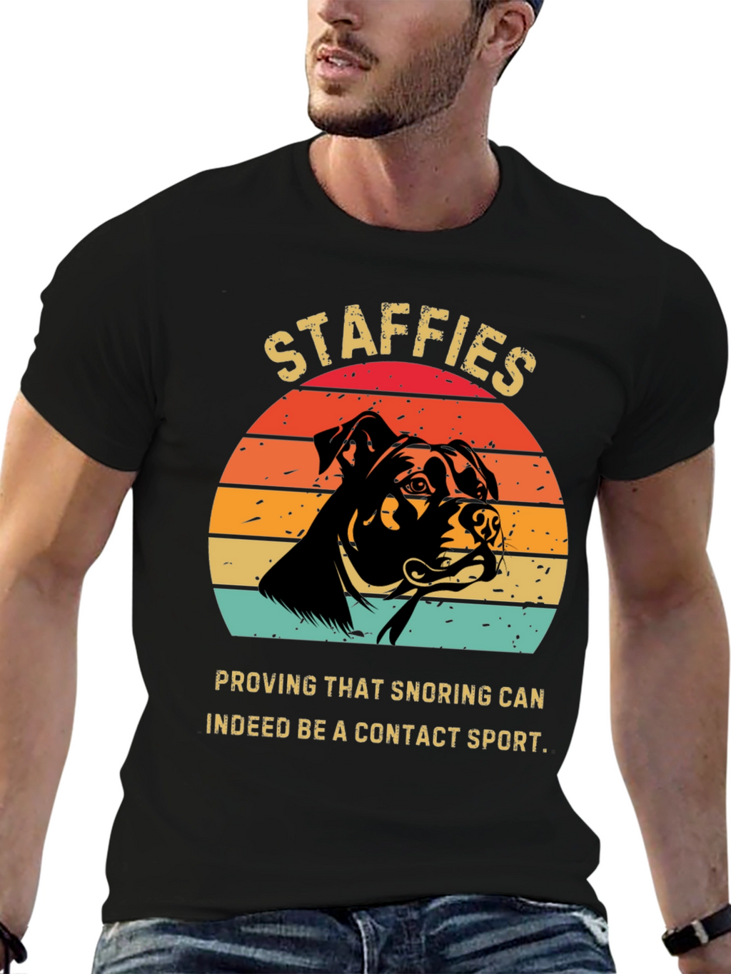 Staffies Snoring Contact Sport T-Shirt