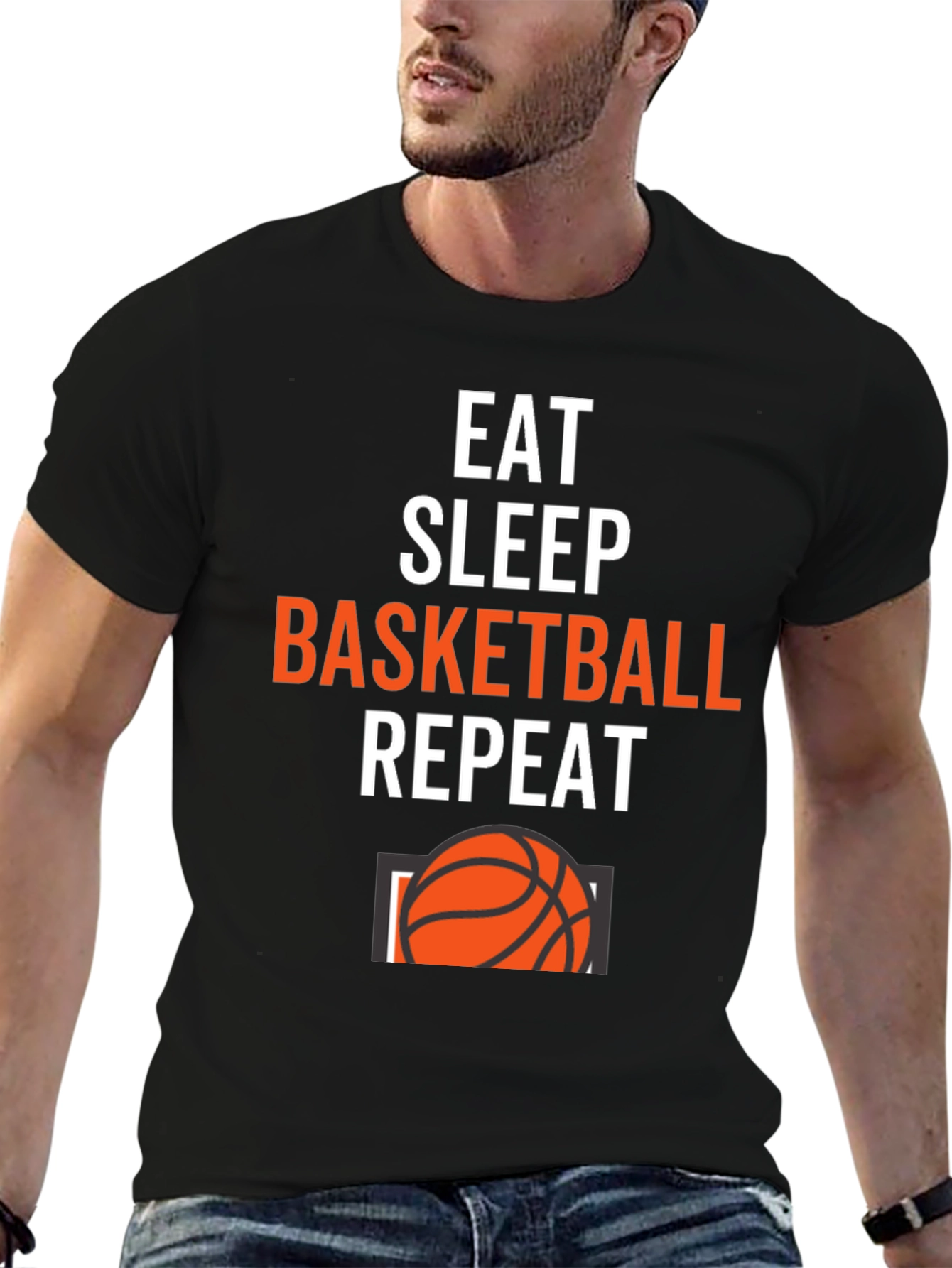 Eat Sleep Basketball Repeat Graphic Tee