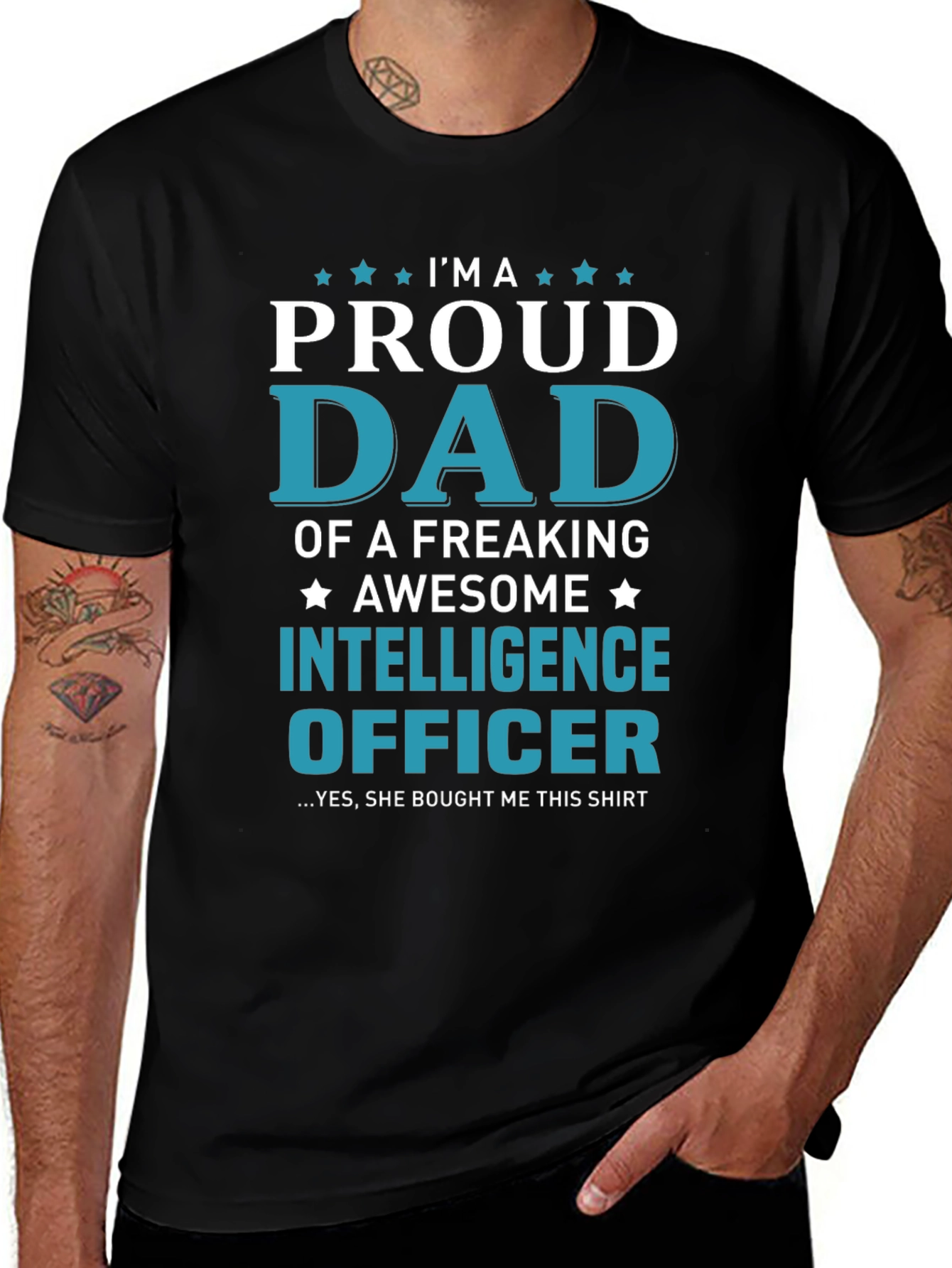 Proud Dad of an Intelligence Officer Graphic T-Shirt