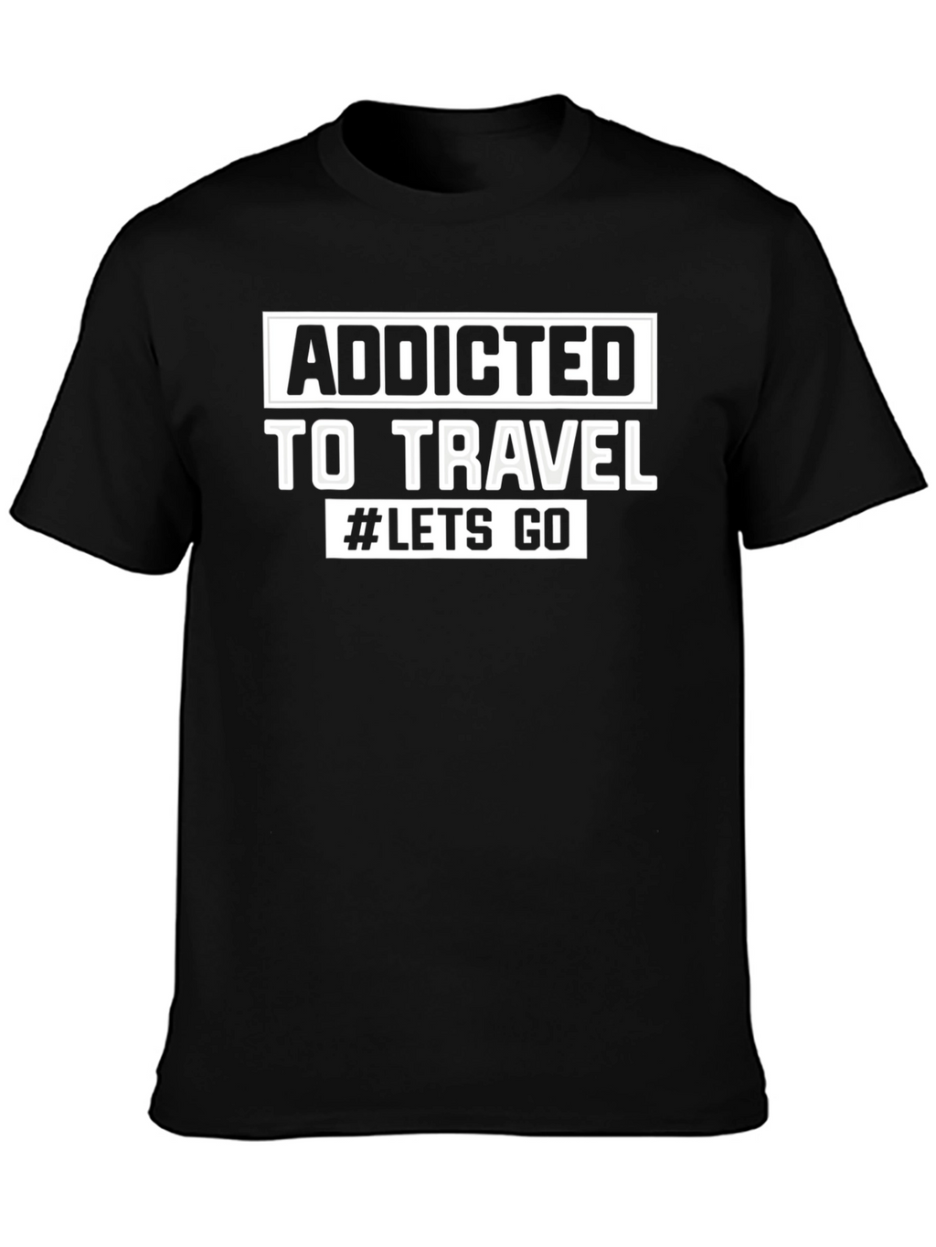 Addicted to Travel T-Shirt - Black Cotton Blend