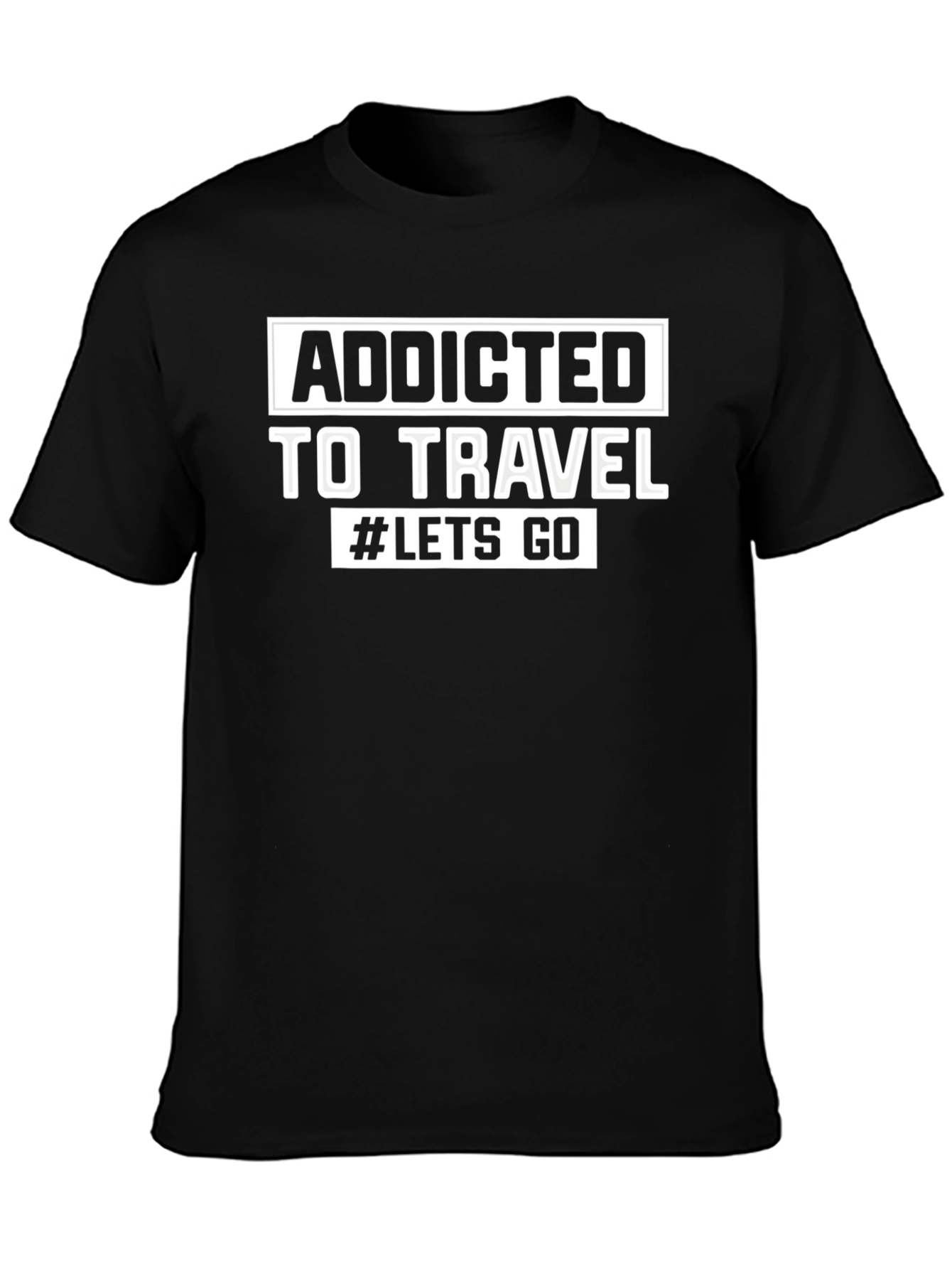 Addicted to Travel T-Shirt - Black Cotton Blend