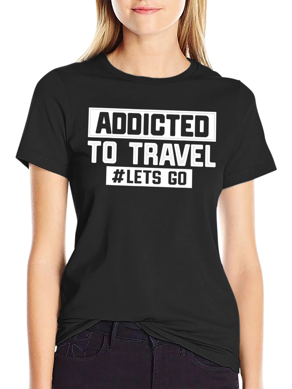 Addicted to Travel T-Shirt - Black Cotton Blend