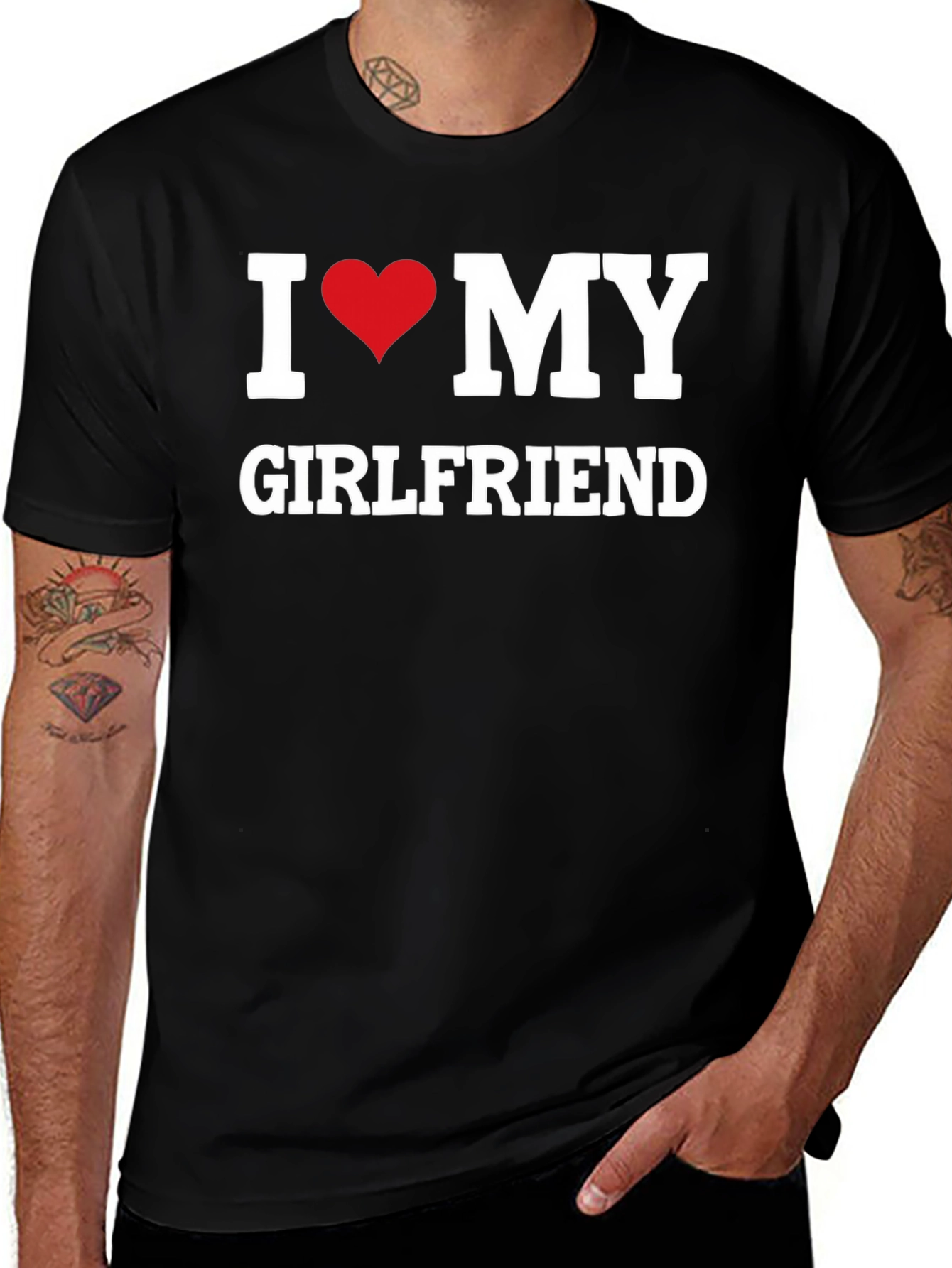 I Heart My Girlfriend Graphic Tee - Mens Black T-Shirt