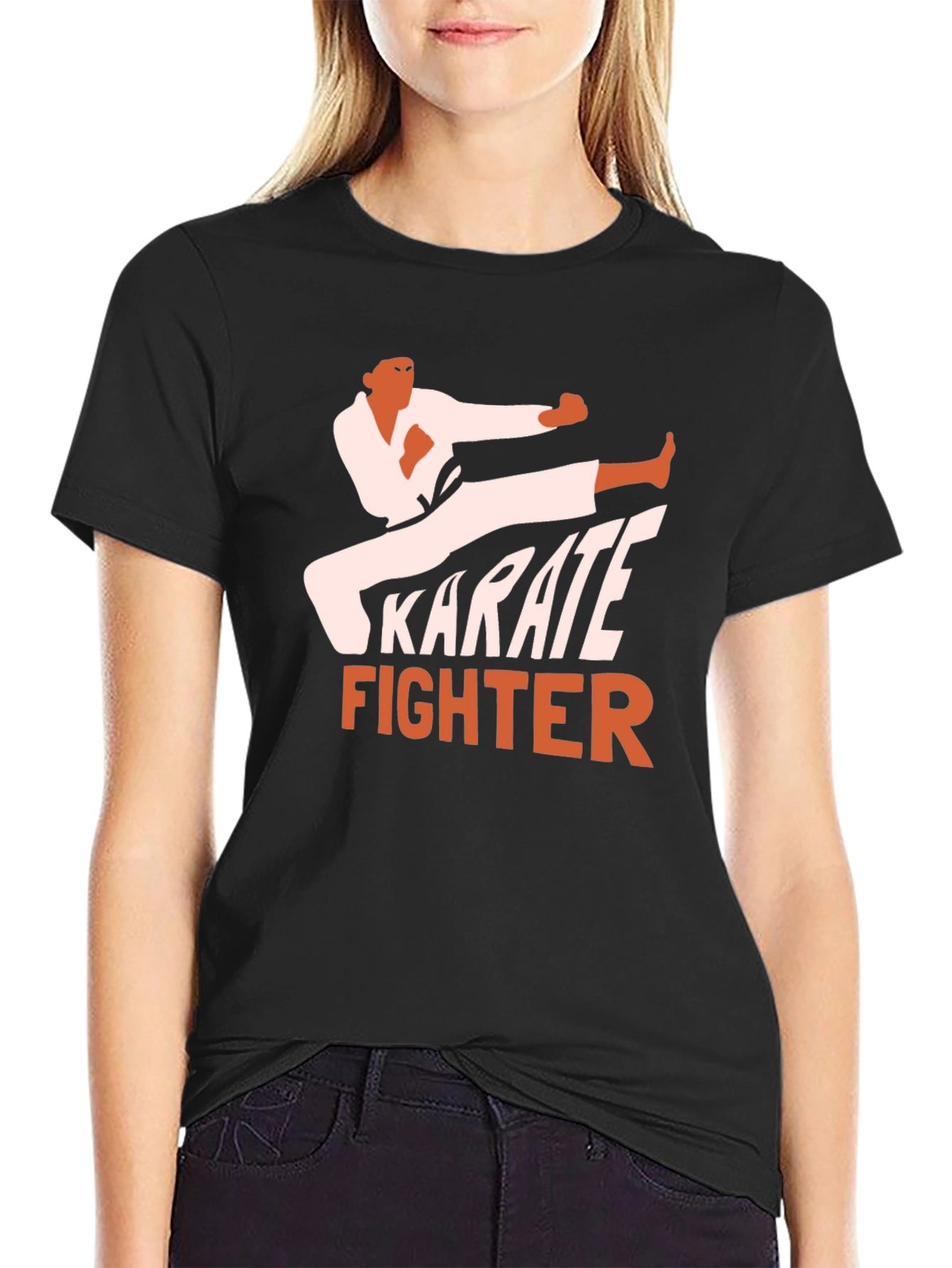 Karate Fighter Graphic Tee - Black Martial Arts T-Shirt