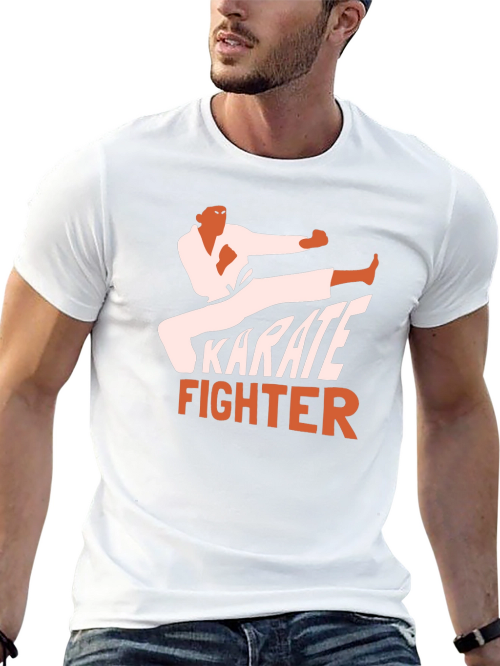 Karate Fighter Graphic Tee - Black Martial Arts T-Shirt