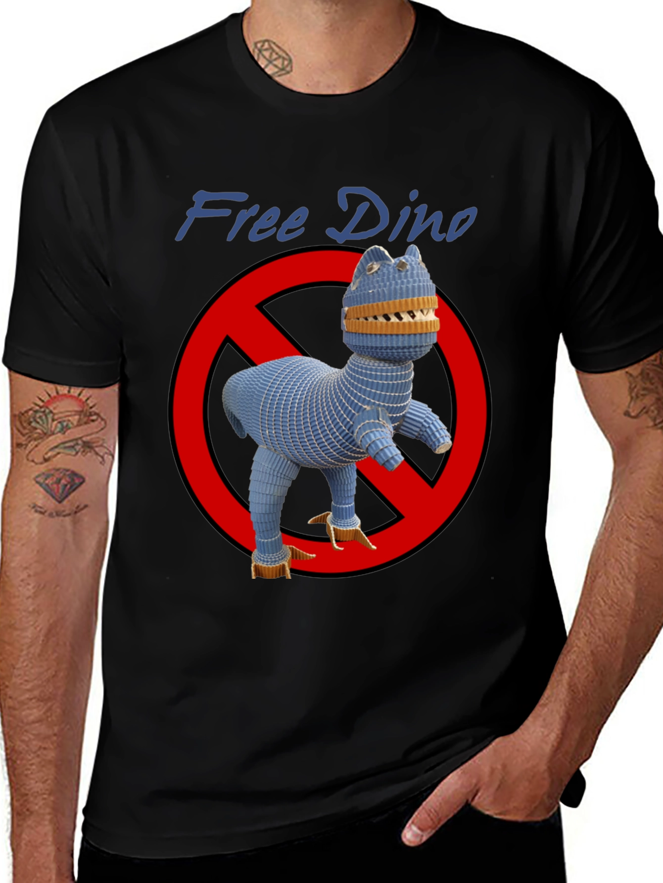 Free Dino Graphic T-Shirt - Novelty Design