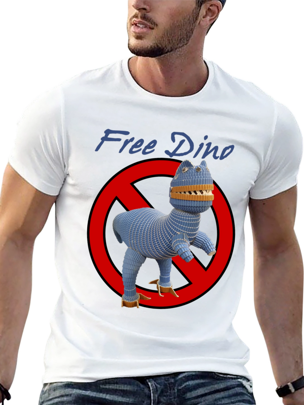 Free Dino Graphic T-Shirt - Novelty Design