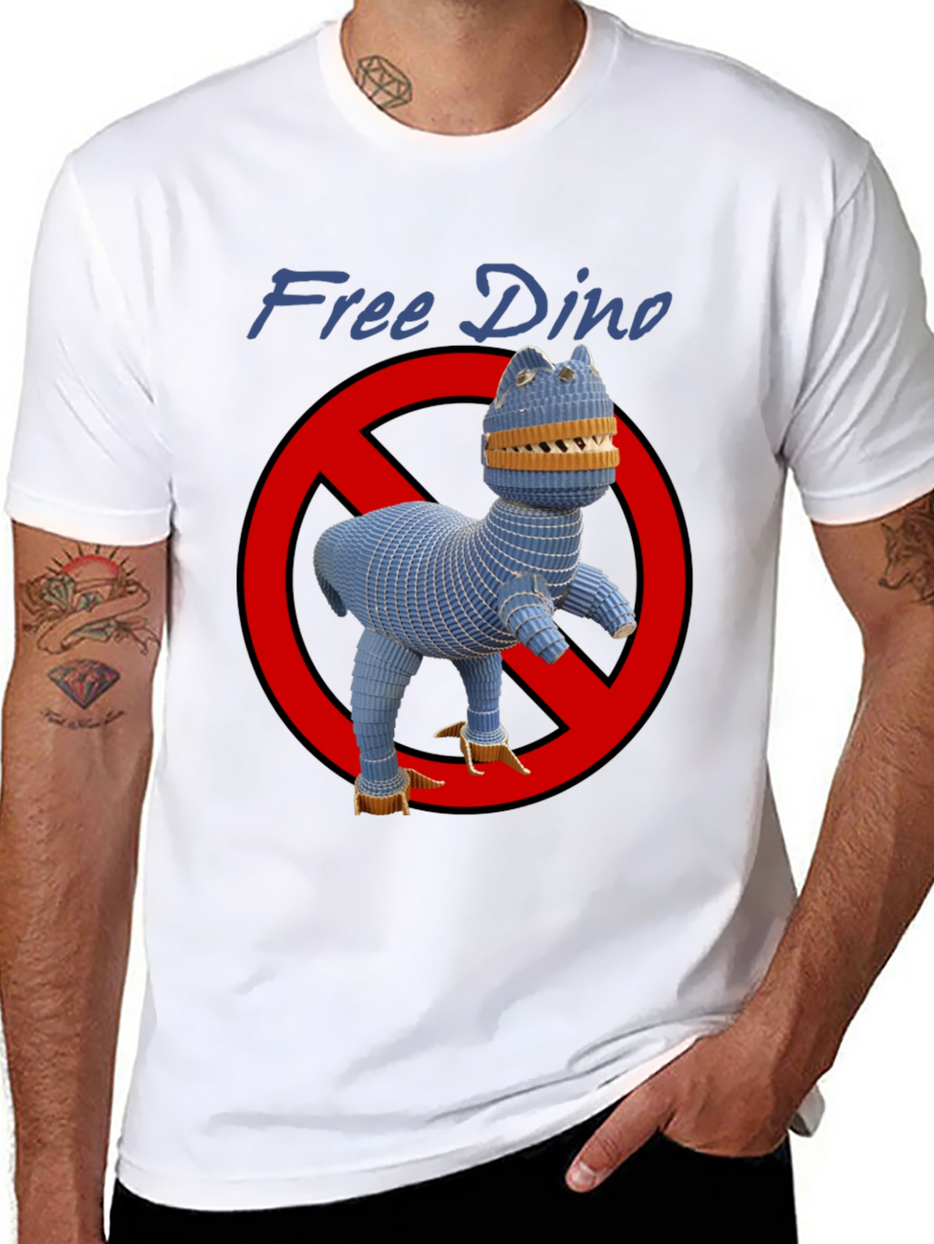 Free Dino Graphic T-Shirt - Novelty Design