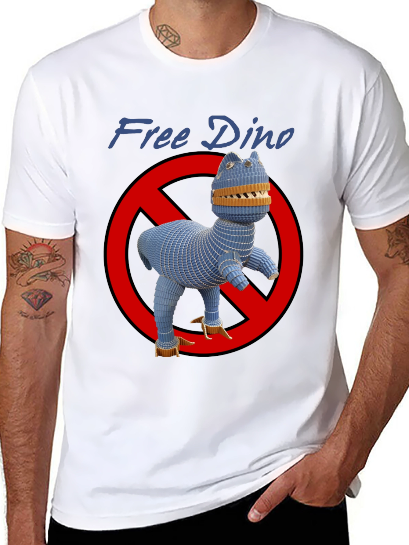 Free Dino Graphic T-Shirt - Novelty Design