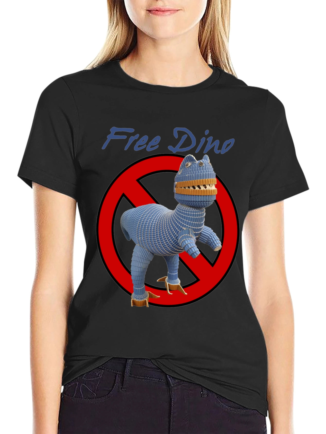 Free Dino Graphic T-Shirt - Novelty Design