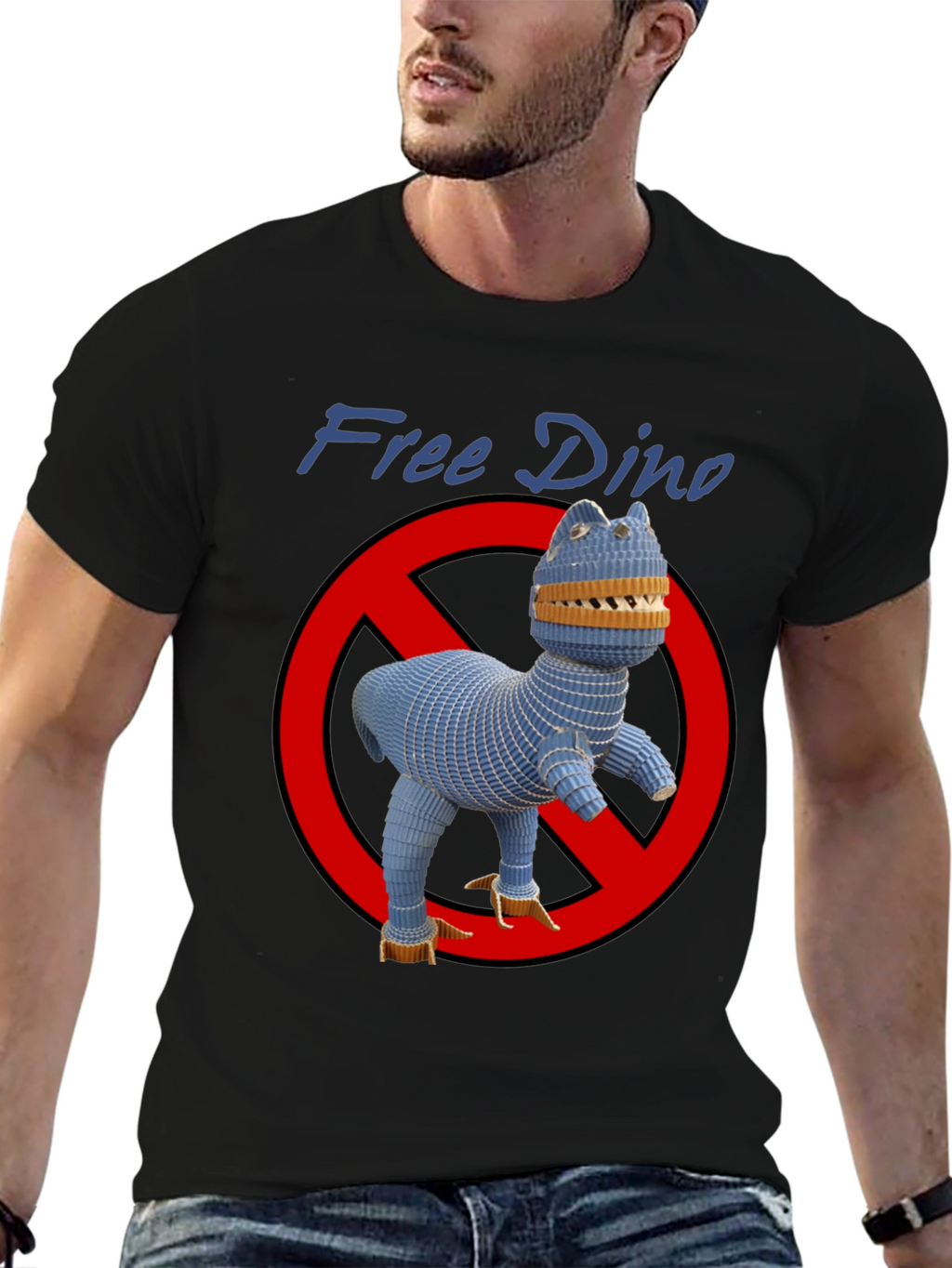 Free Dino Graphic T-Shirt - Novelty Design
