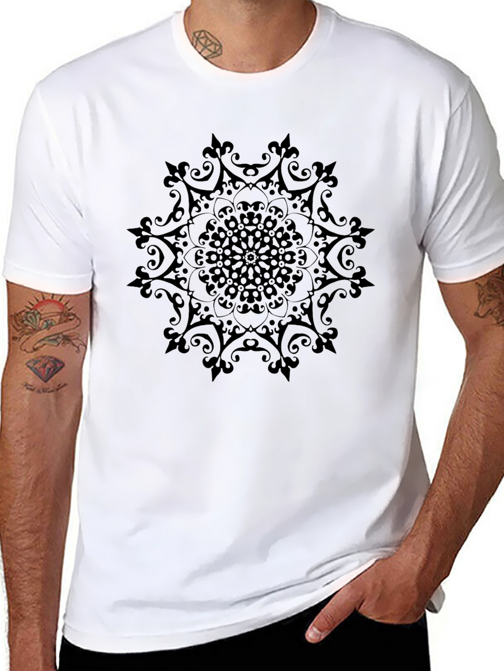 Black Mandala Graphic Tee - Stylish Unisex Casual Wear