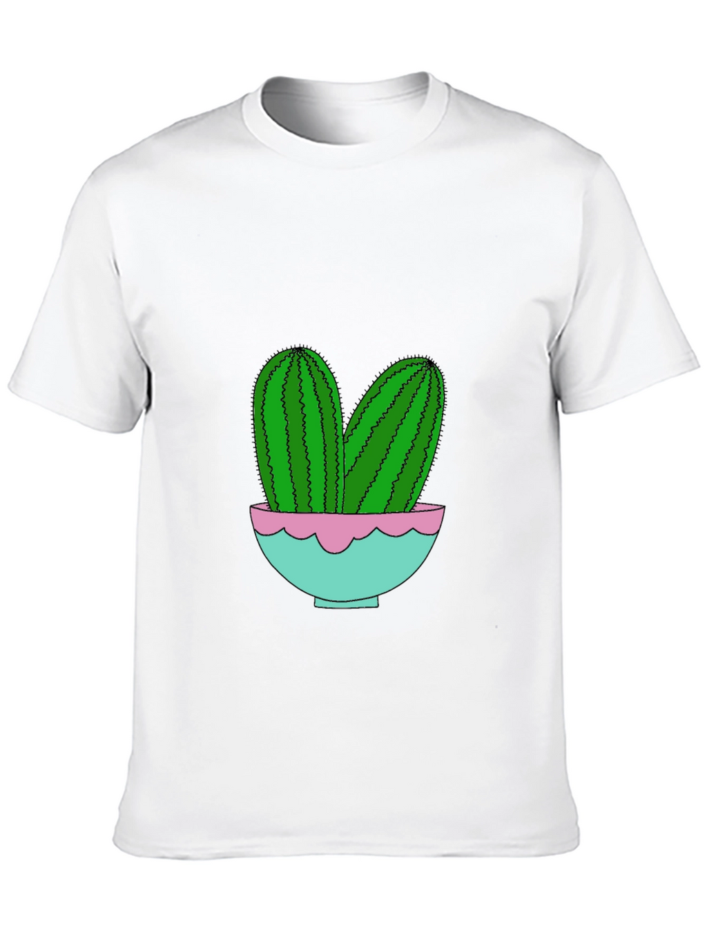 Cactus in Pot Graphic Tee - Trendy Black T-Shirt