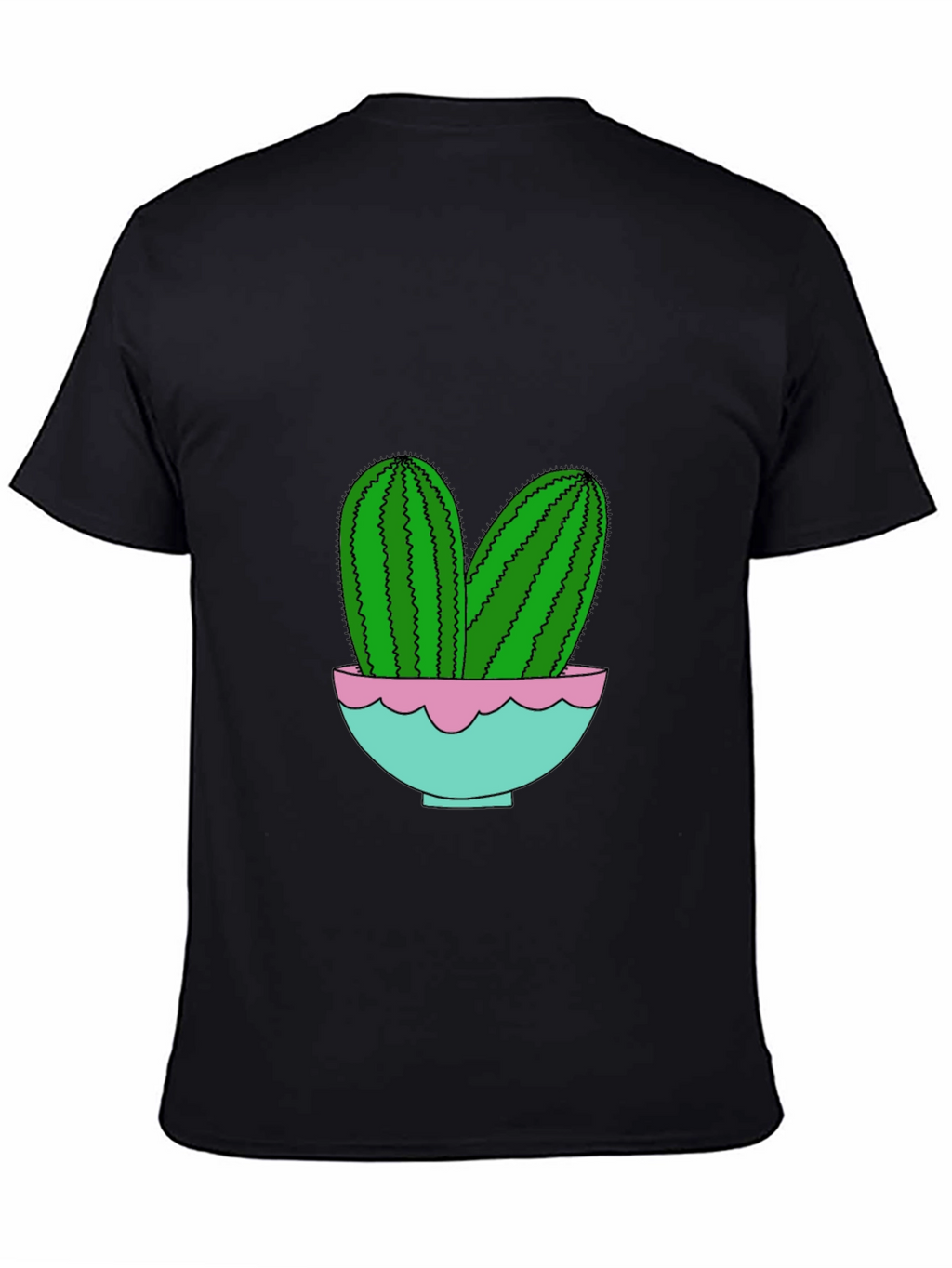 Cactus in Pot Graphic Tee - Trendy Black T-Shirt