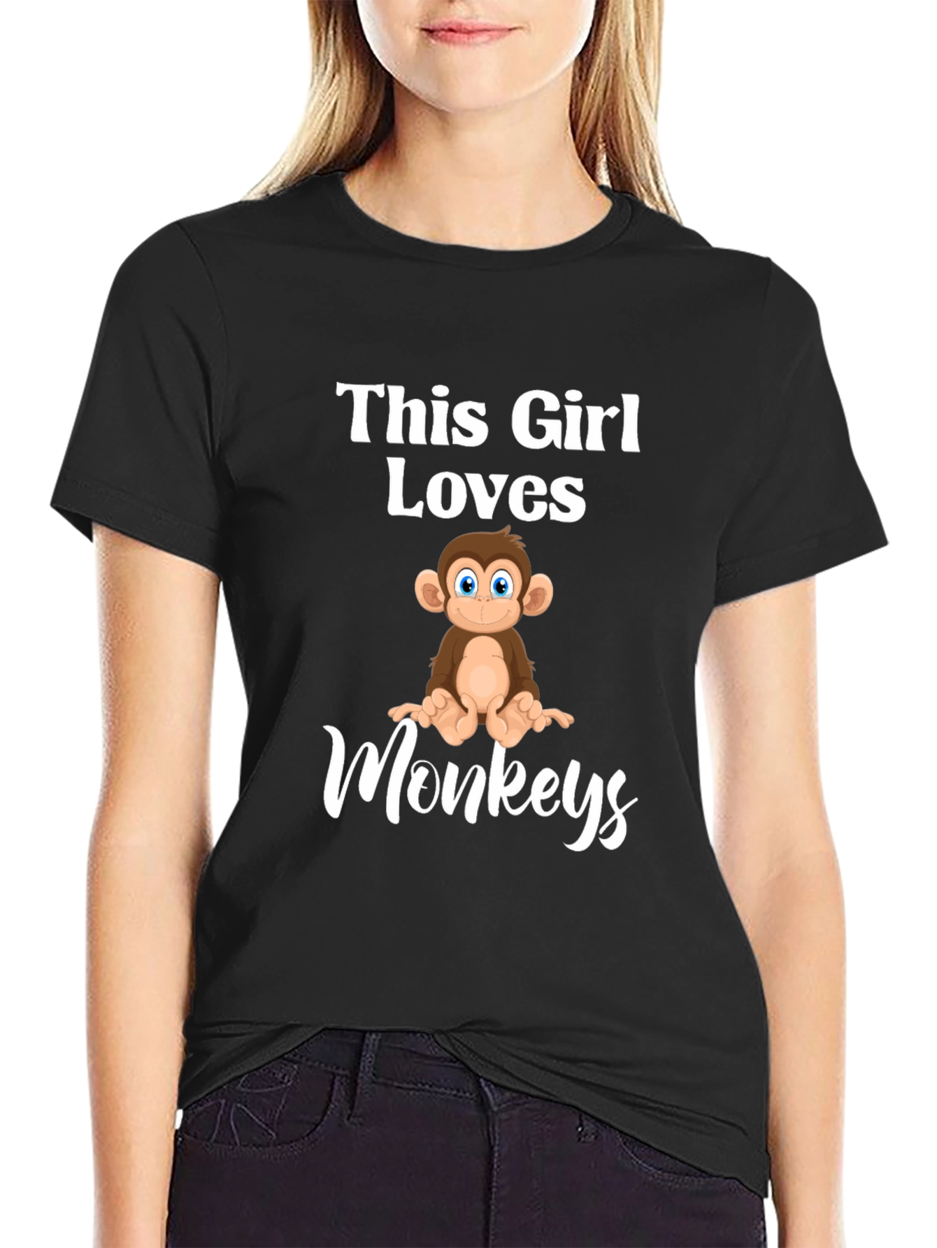 This Girl Loves Monkeys T-Shirt Funny Monkey Lover Tee