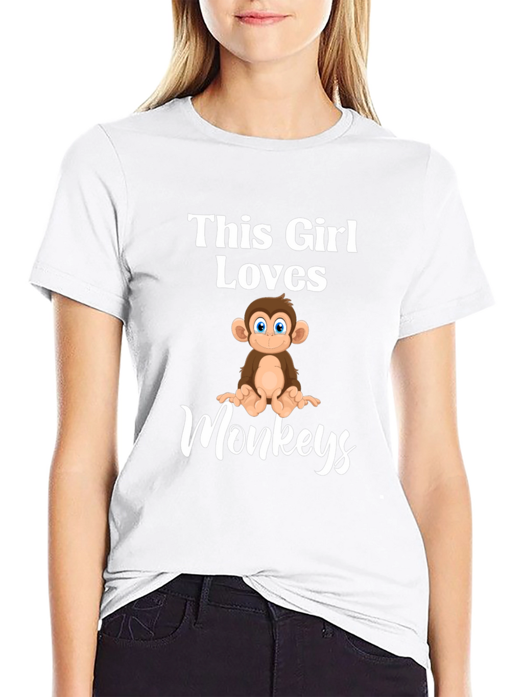 This Girl Loves Monkeys T-Shirt Funny Monkey Lover Tee