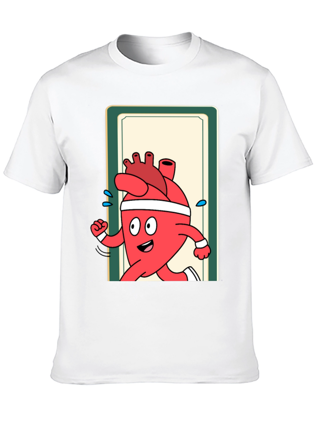 Running Heart Cartoon Graphic Tee - Black
