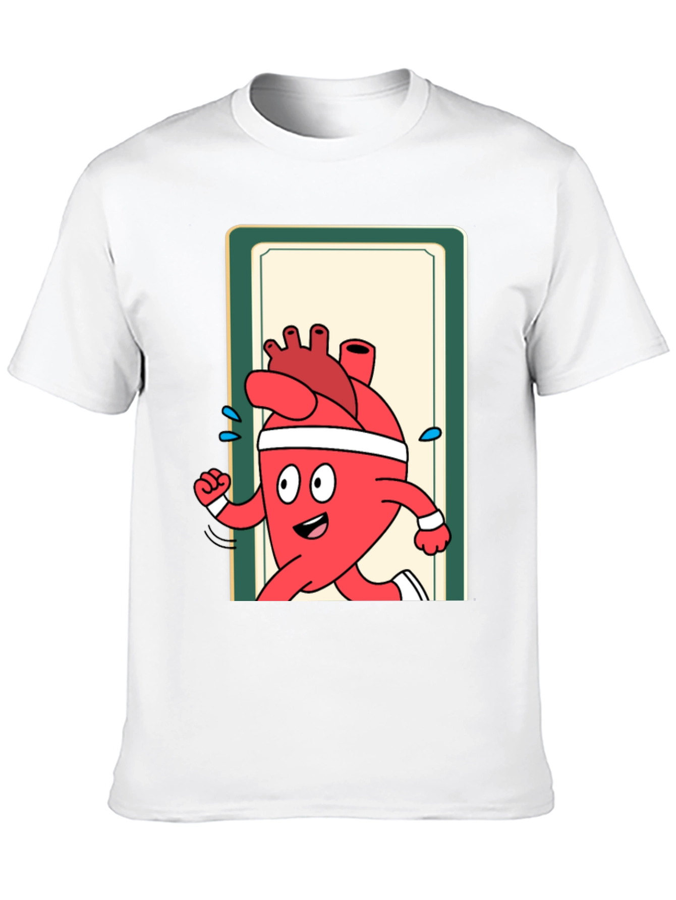 Running Heart Cartoon Graphic Tee - Black