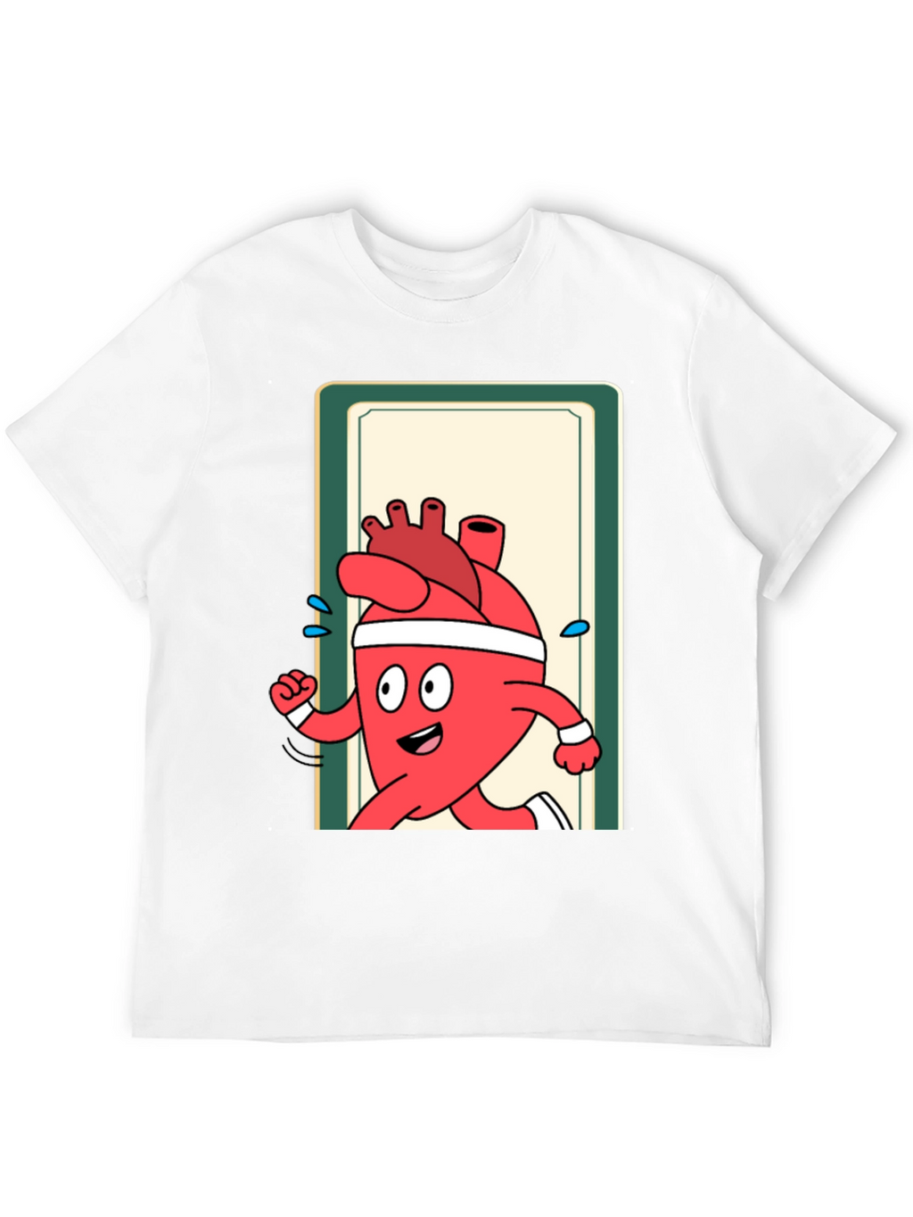 Running Heart Cartoon Graphic Tee - Black