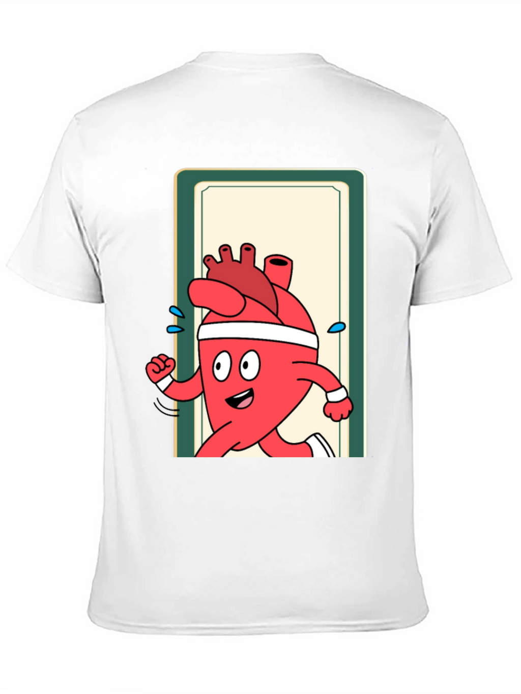 Running Heart Cartoon Graphic Tee - Black