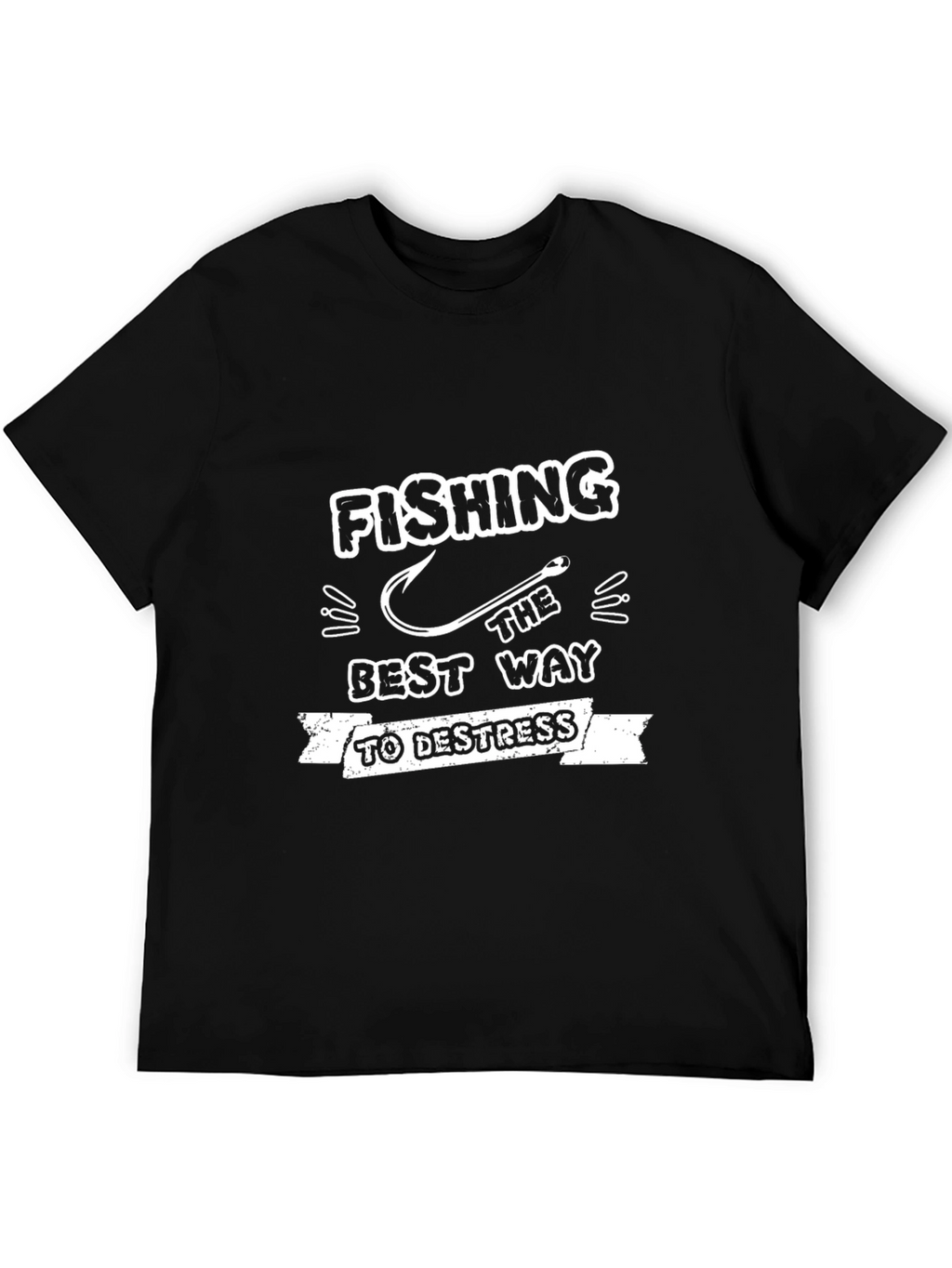 Fishing Destress Black T-Shirt