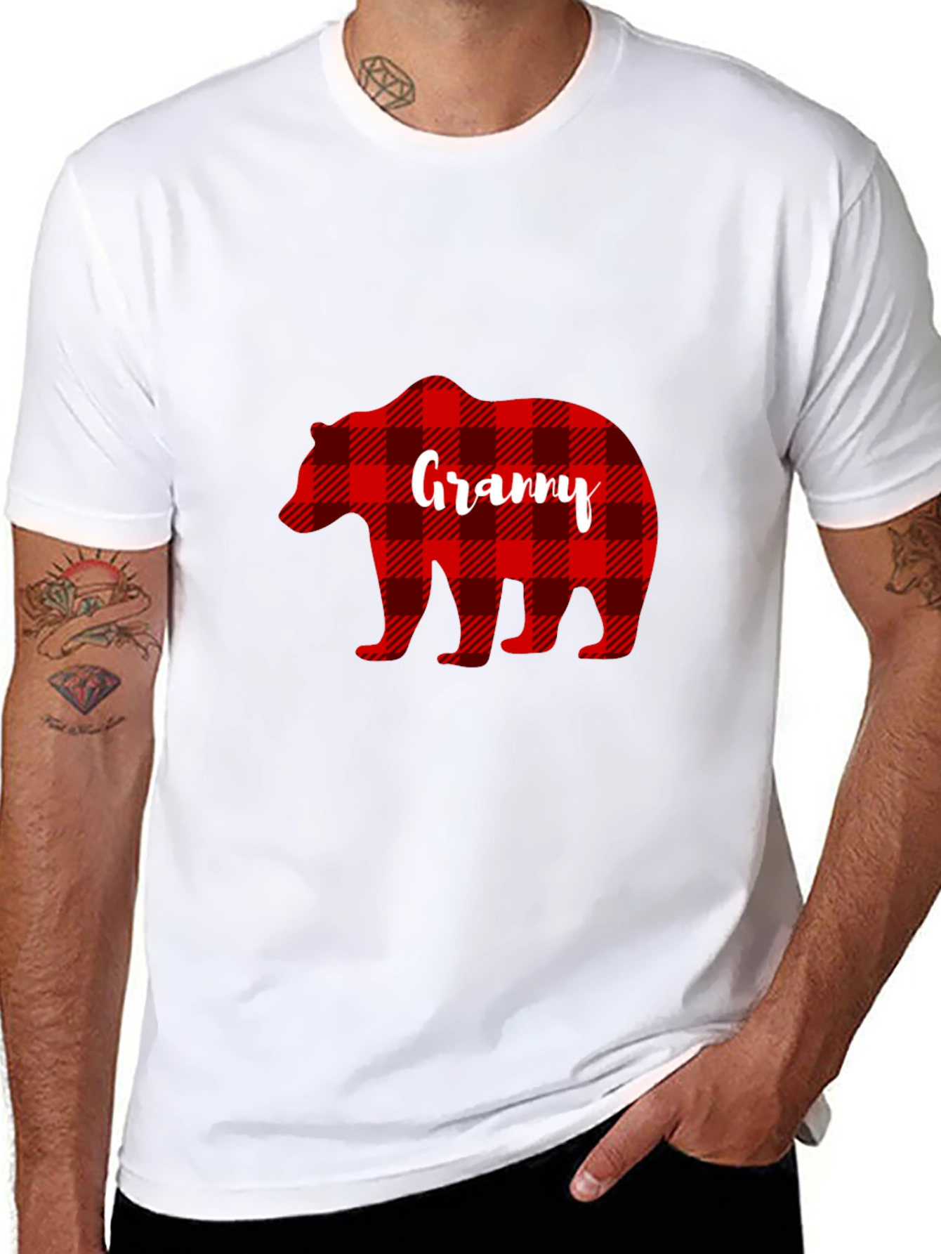 Granny Bear Buffalo Plaid T-Shirt