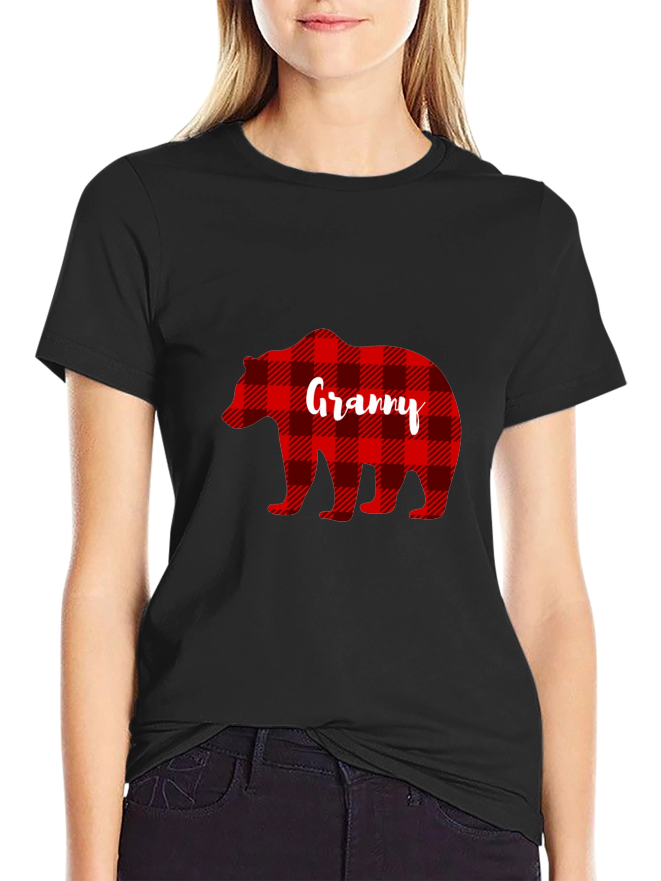 Granny Bear Buffalo Plaid T-Shirt