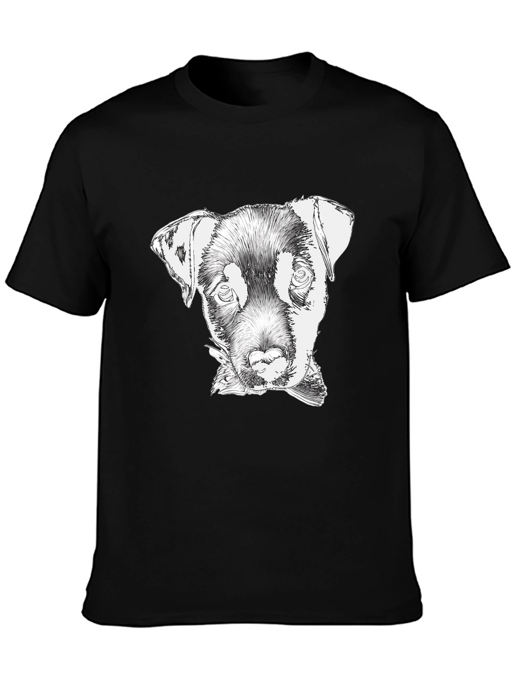 Dog Sketch Tee - Black Cotton Graphic T-Shirt