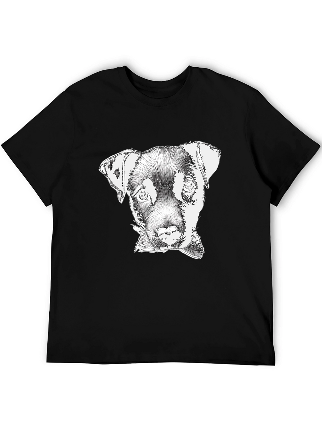 Dog Sketch Tee - Black Cotton Graphic T-Shirt