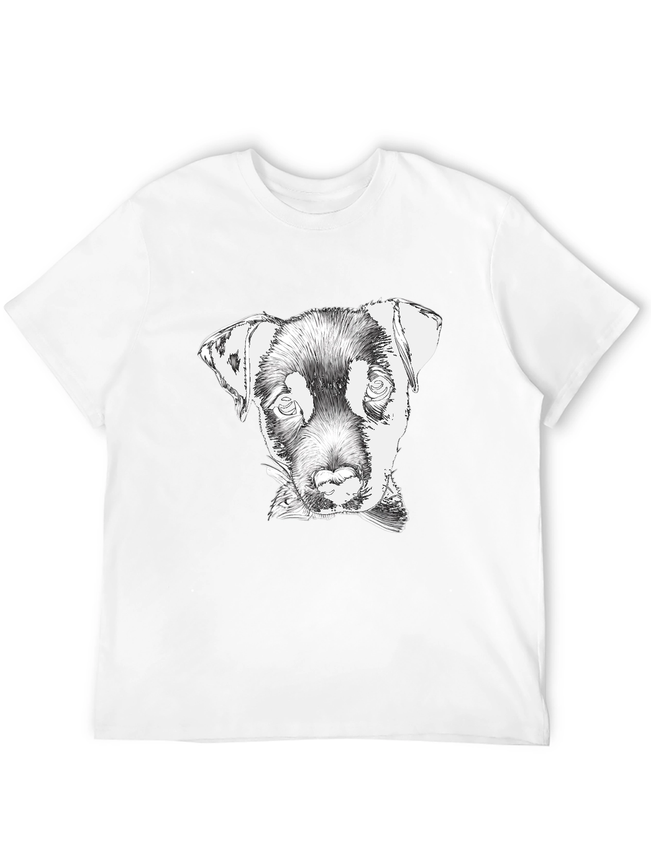 Dog Sketch Tee - Black Cotton Graphic T-Shirt