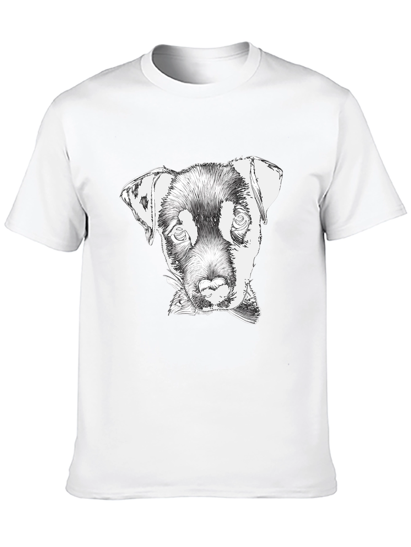 Dog Sketch Tee - Black Cotton Graphic T-Shirt