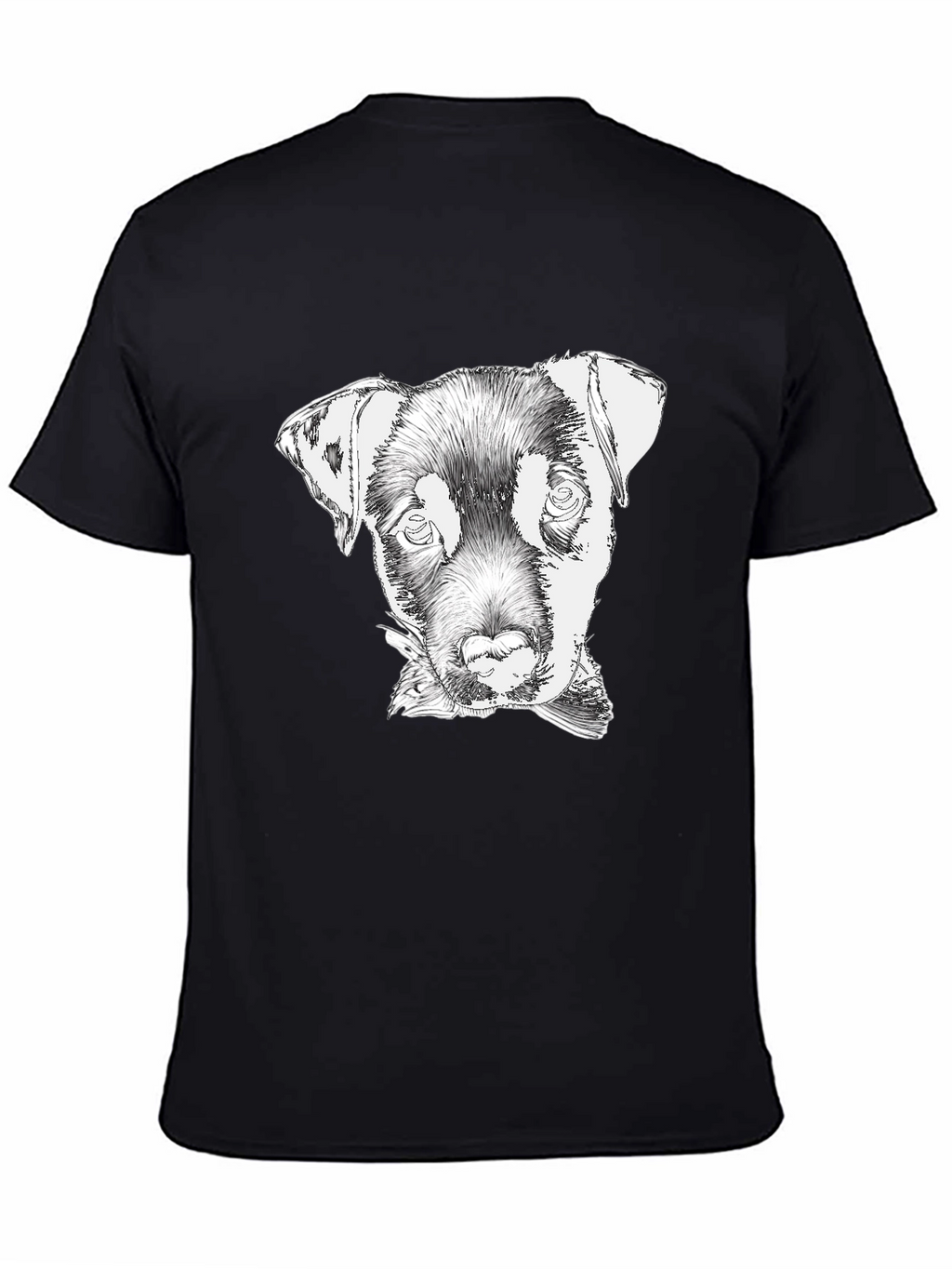 Dog Sketch Tee - Black Cotton Graphic T-Shirt