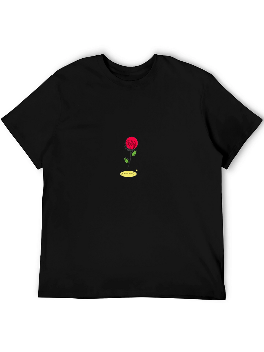 Minimalist Rose Graphic Black T-Shirt