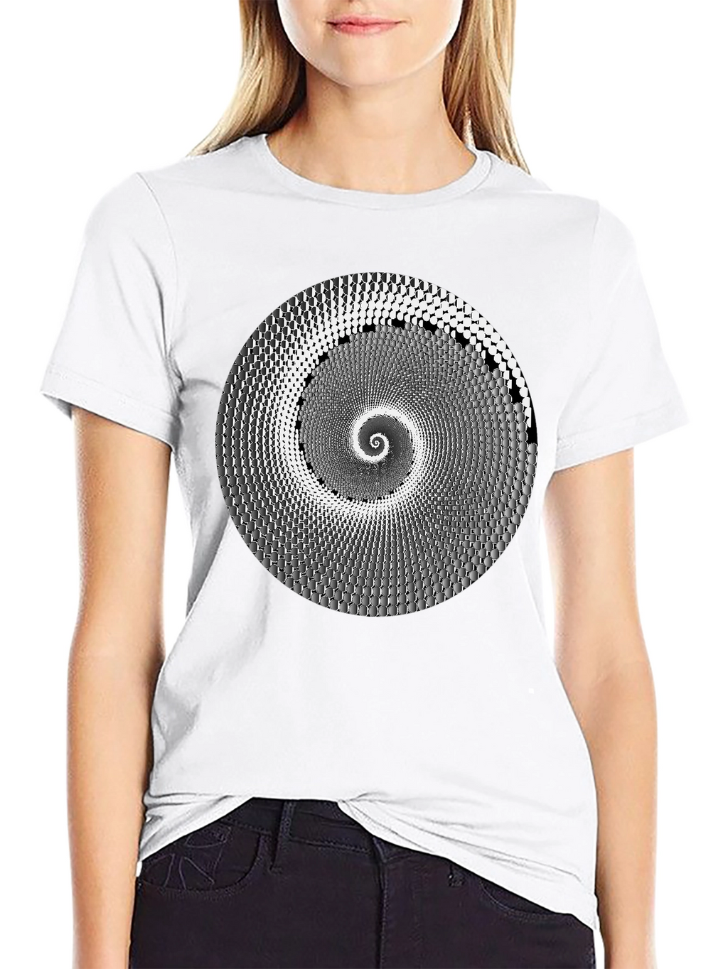 Hypnotic Spiral Graphic Tee - Black Cotton T-Shirt