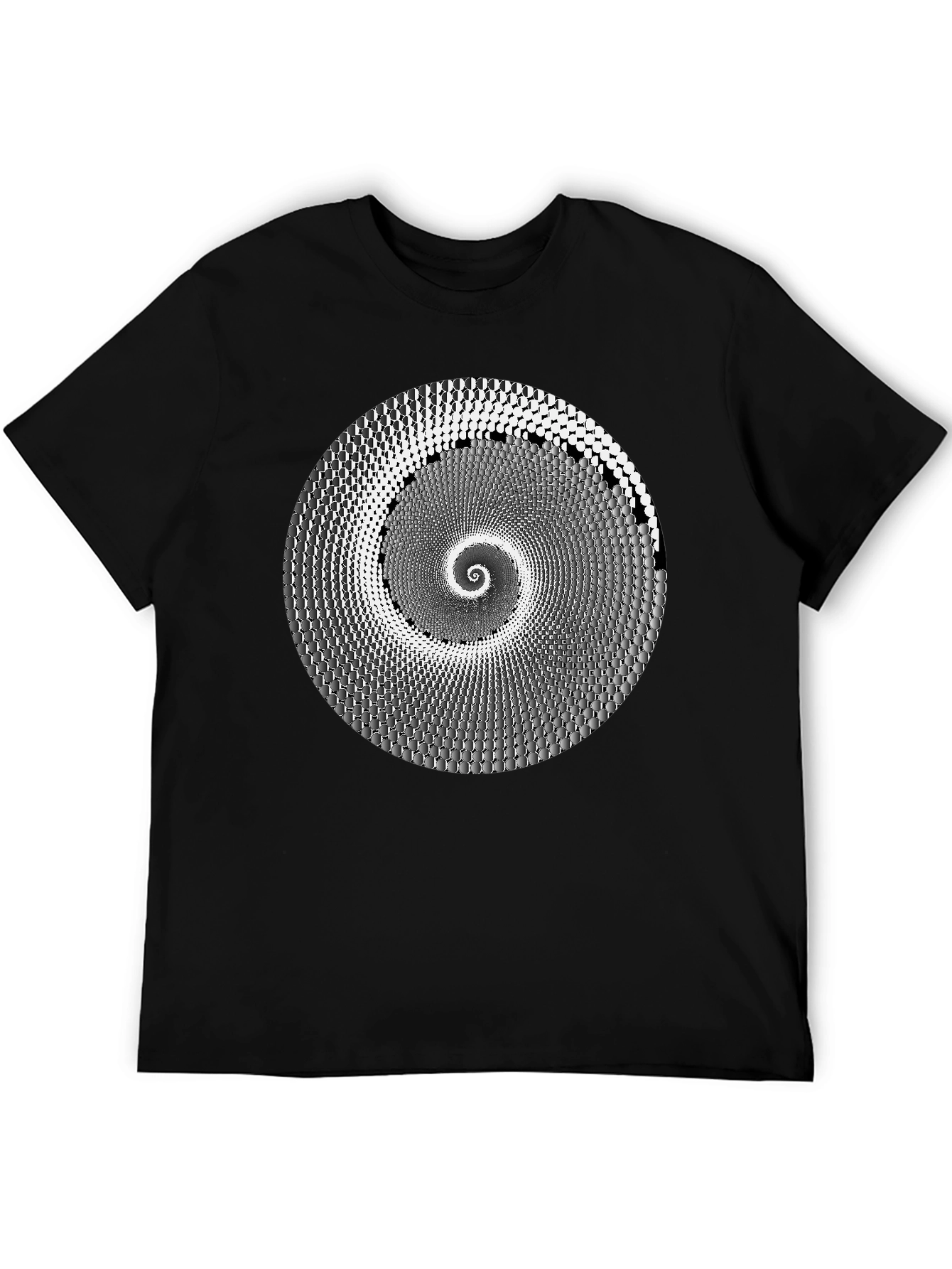 Hypnotic Spiral Graphic Tee - Black Cotton T-Shirt