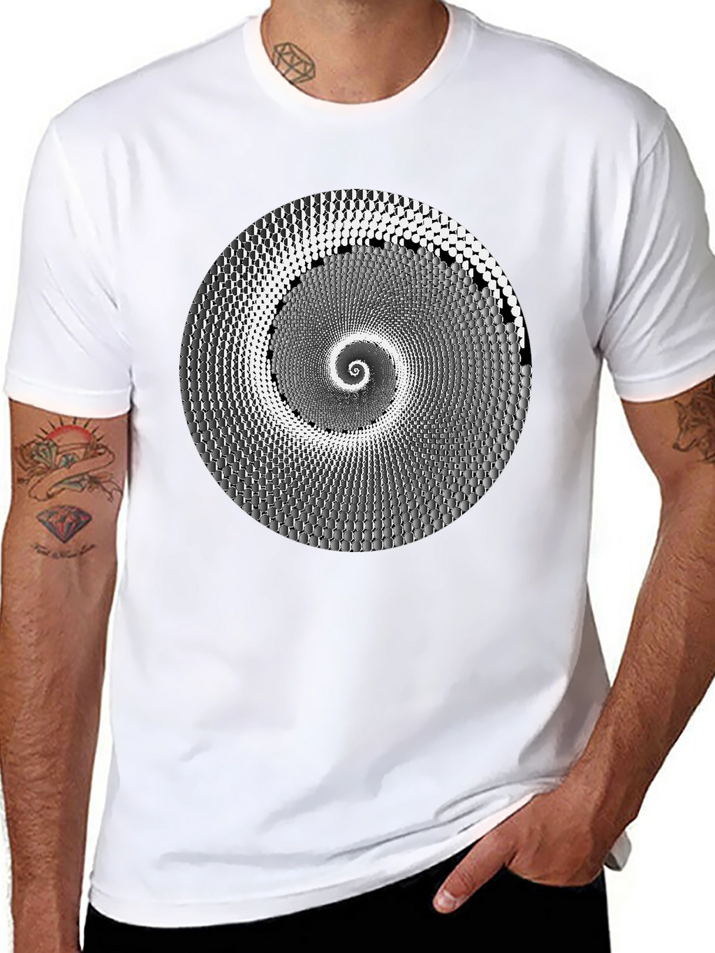 Hypnotic Spiral Graphic Tee - Black Cotton T-Shirt