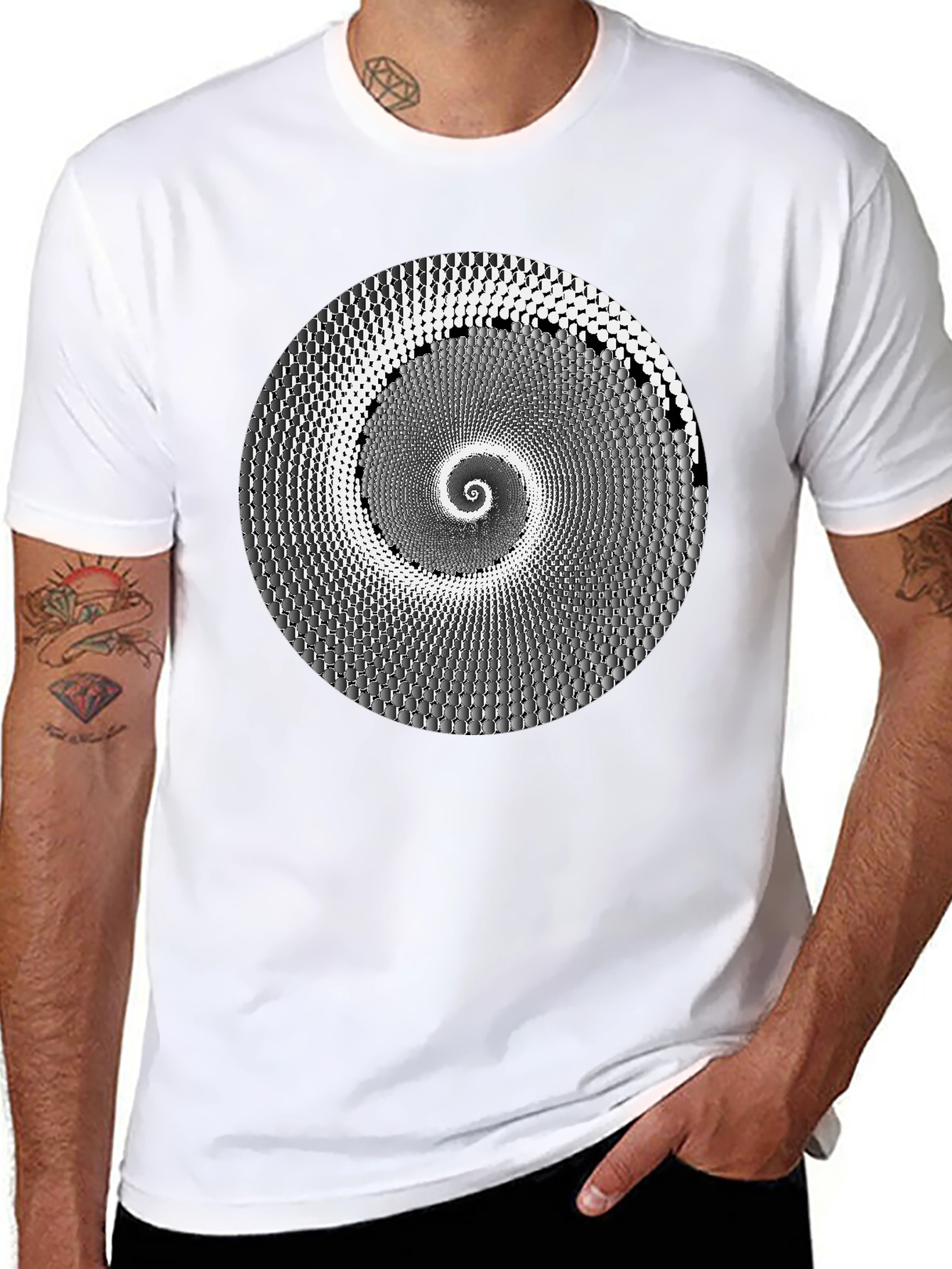 Hypnotic Spiral Graphic Tee - Black Cotton T-Shirt