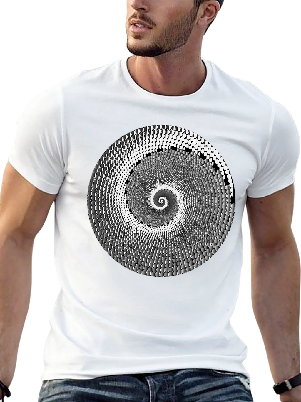 Hypnotic Spiral Graphic Tee - Black Cotton T-Shirt