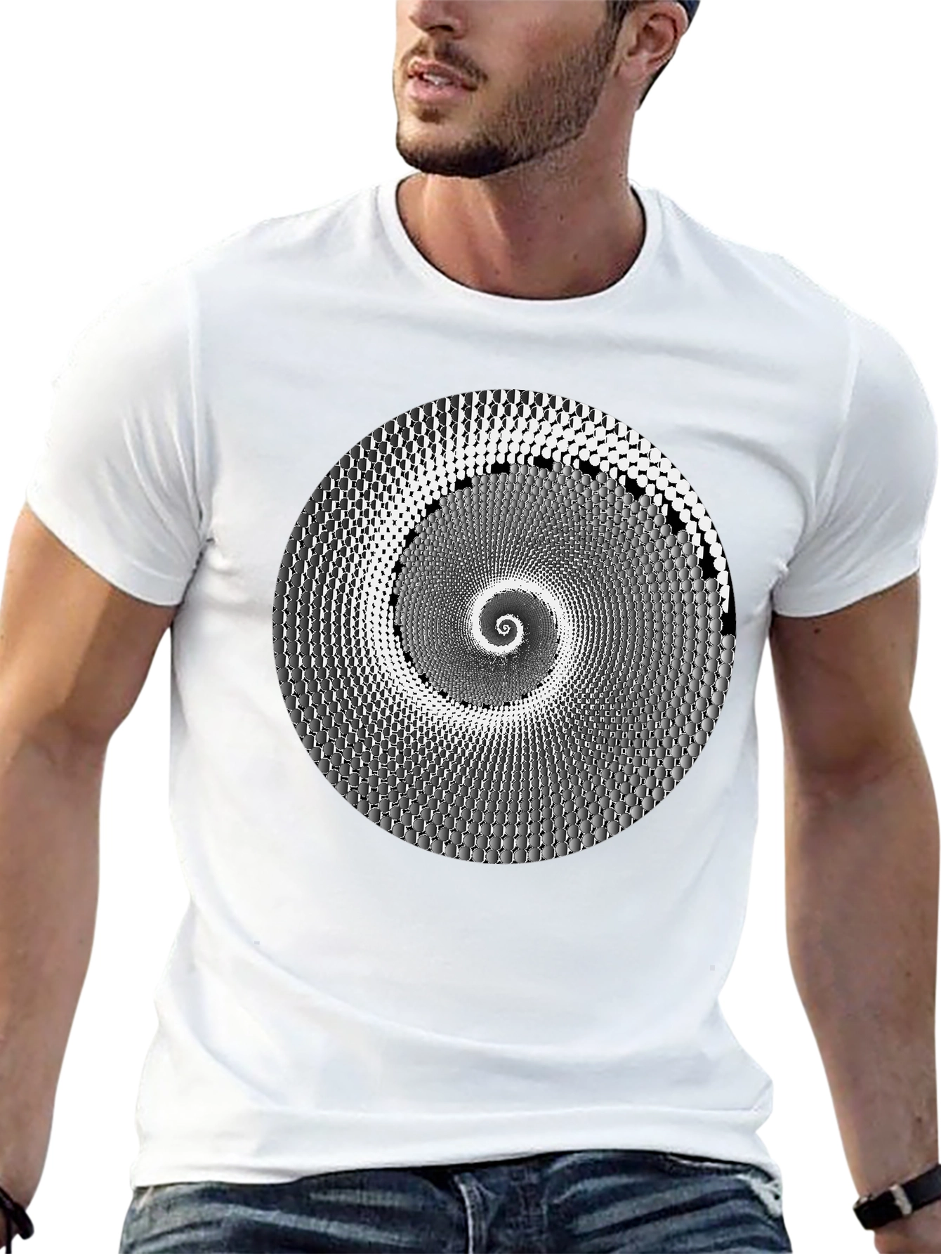 Hypnotic Spiral Graphic Tee - Black Cotton T-Shirt