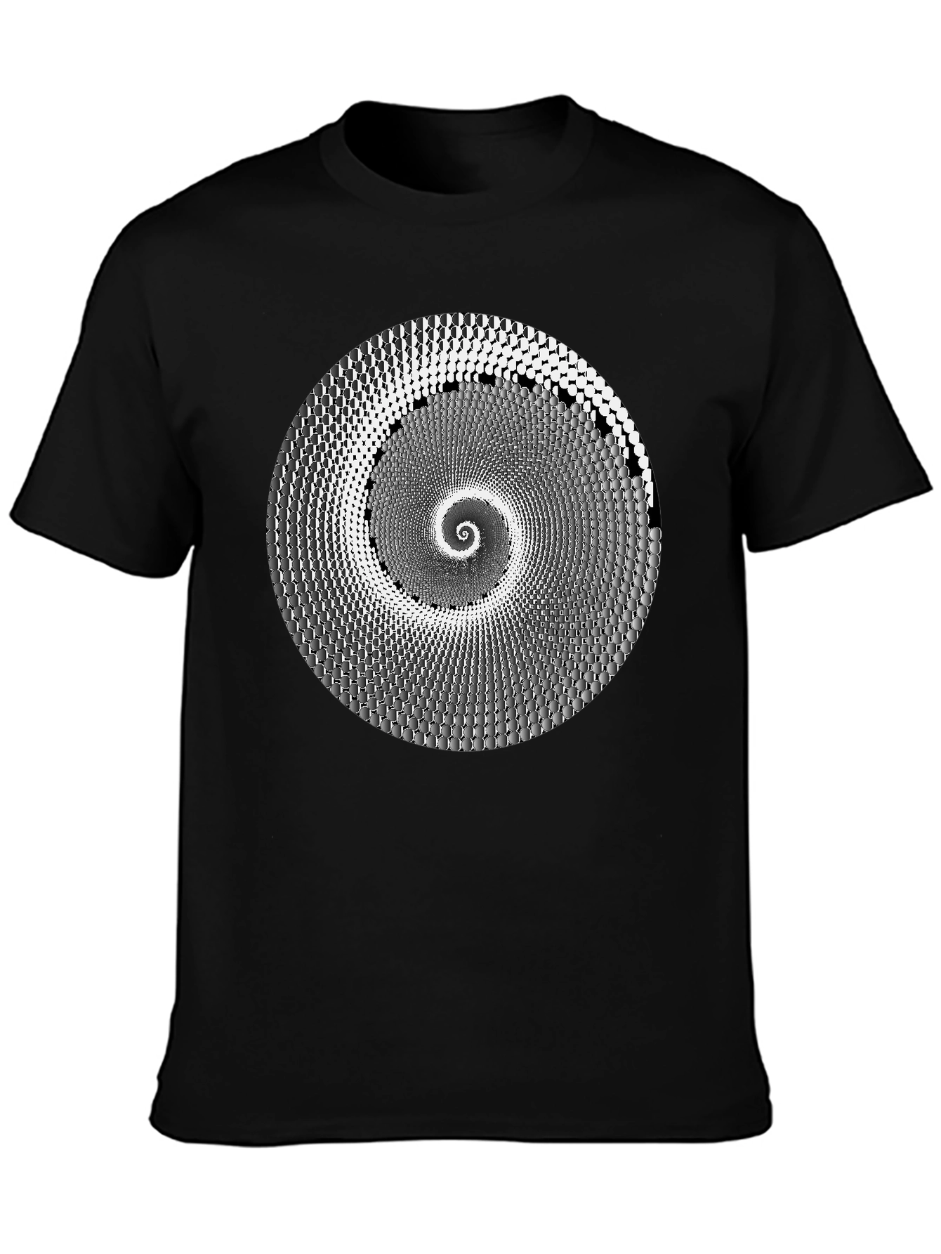 Hypnotic Spiral Graphic Tee - Black Cotton T-Shirt